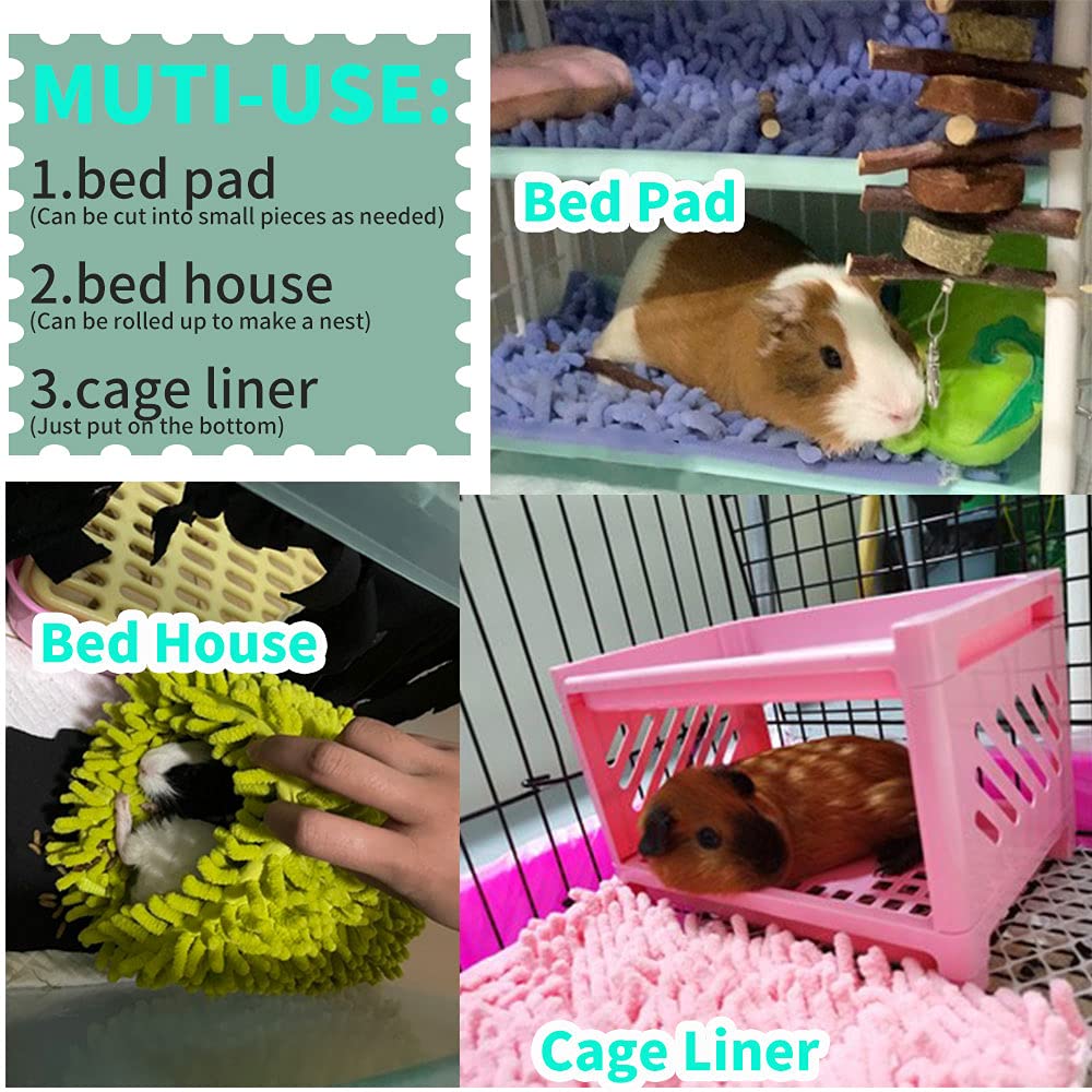 Oncpcare 4 Pack Rabbit Washable Pee Pads Reusable Guinea Pig Chenille Bed Training Pad Small Animal Sleeping Bedding Mat For Bunny Fleece Liners For Chinchilla Cage