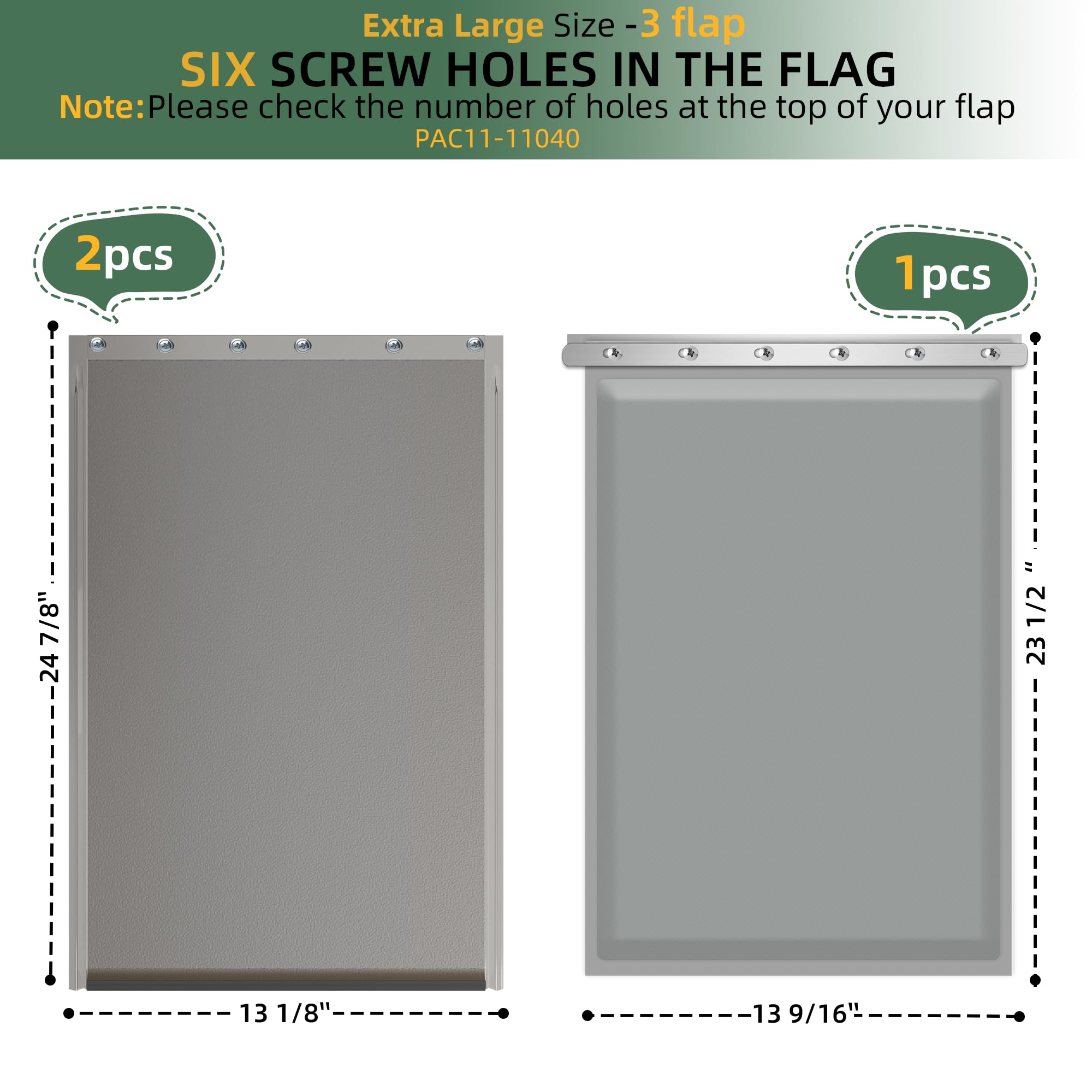 3-Flap Extra Large Dog Door Replacement Flap With Screws,Compatible With Petsafe Freedom Doggie Doors Pac 11-11040,13 1/8'' X 24