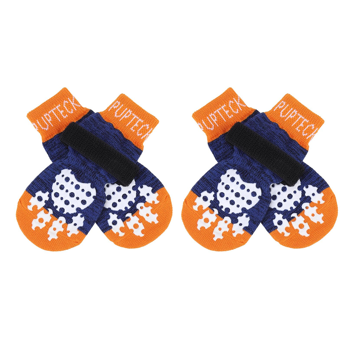 Pupteck Anti-Slip Dog Socks With Double Sides Grips For Small Medium Large Dogs Hardwood Floors Prevents Licking, Dog Shoes For Hot Pavement Traction Control For Senior Dogs, Dark Blue, Xs