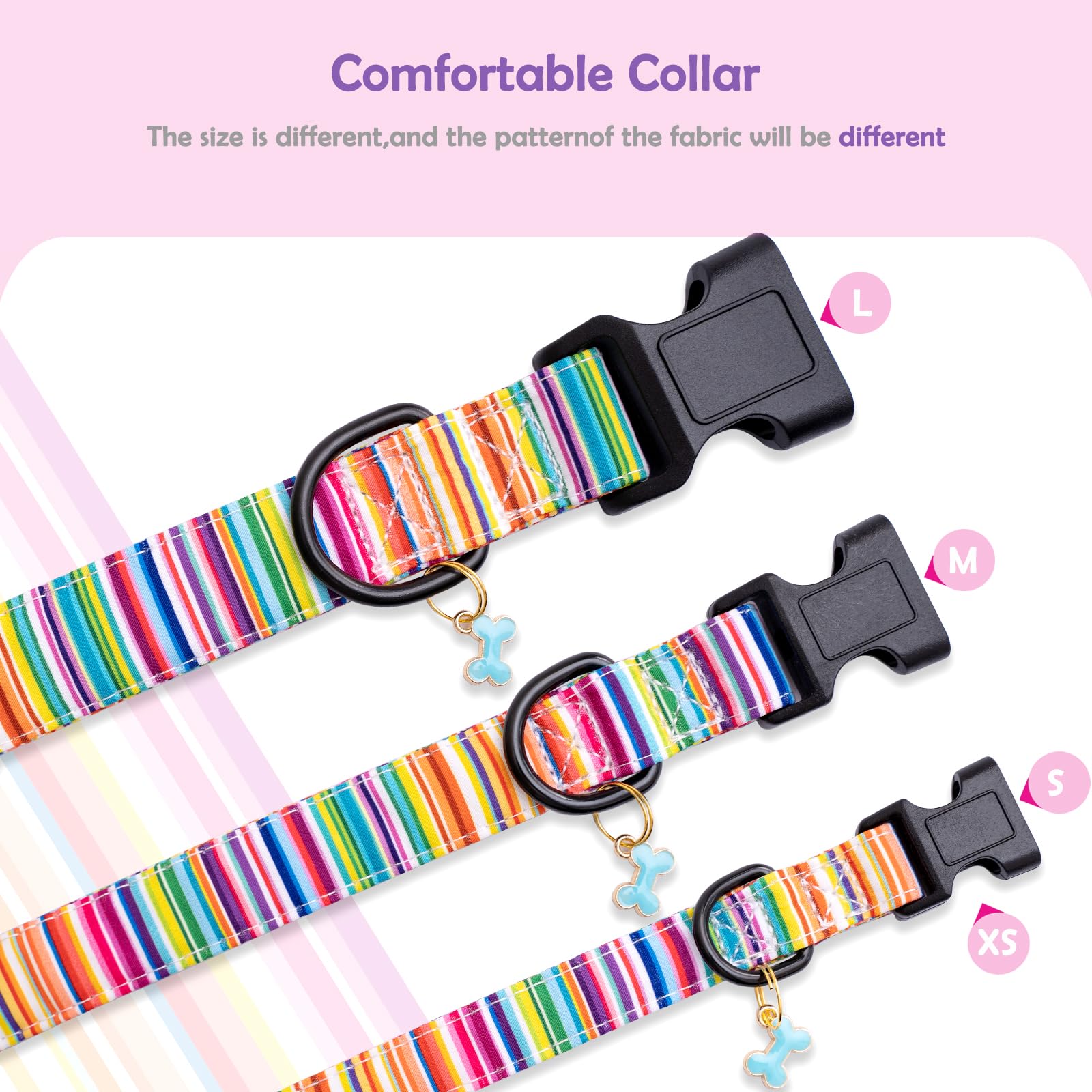 Faygarsle Dog Collar For Small Medium Large Dogs Cute Colorful Puppy Collars For Female Dogs Pinstripe Patterned Pet Collars For