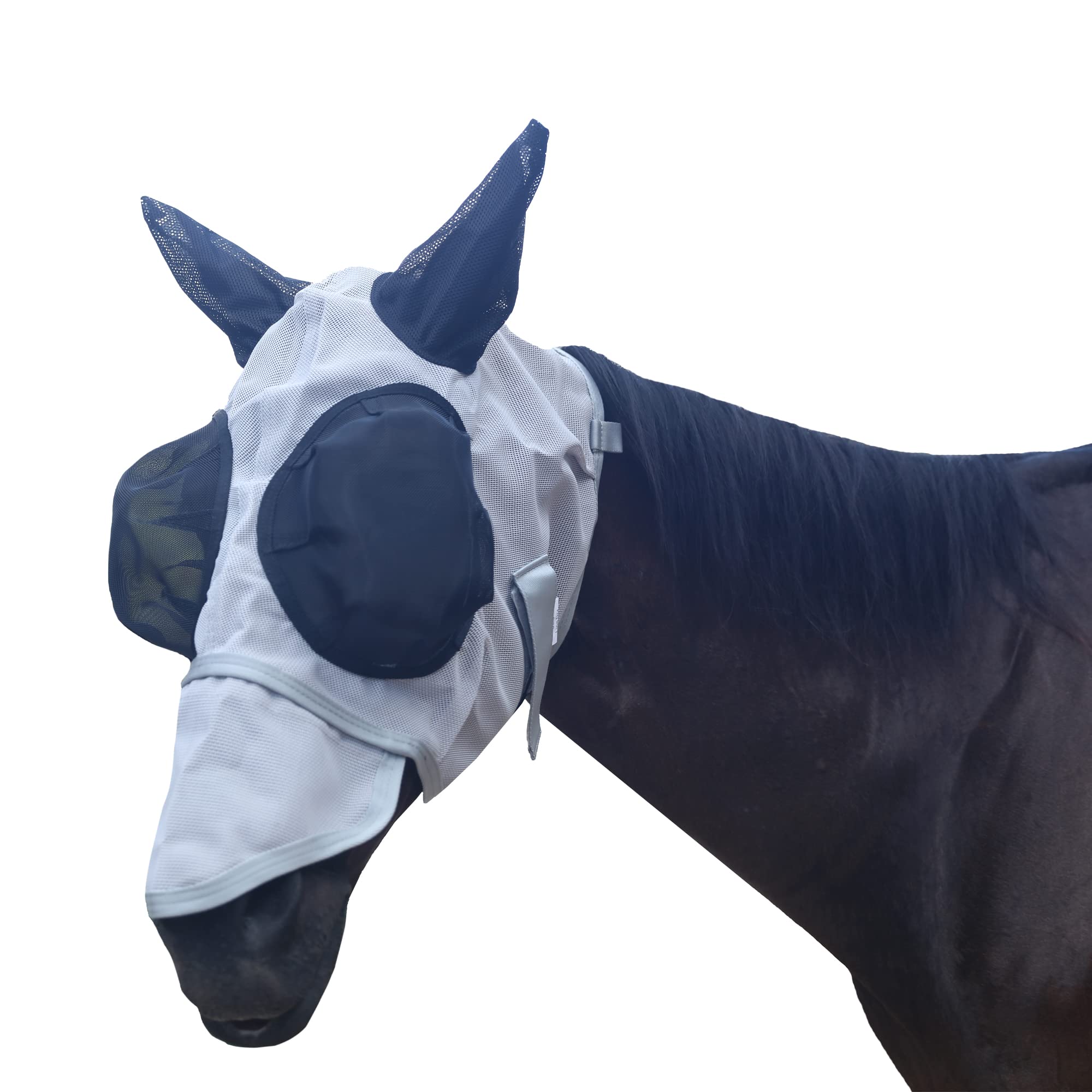 Leberna Mesh Fly Mask with Ears Nose UV Protection Full Face for Horse/Cob