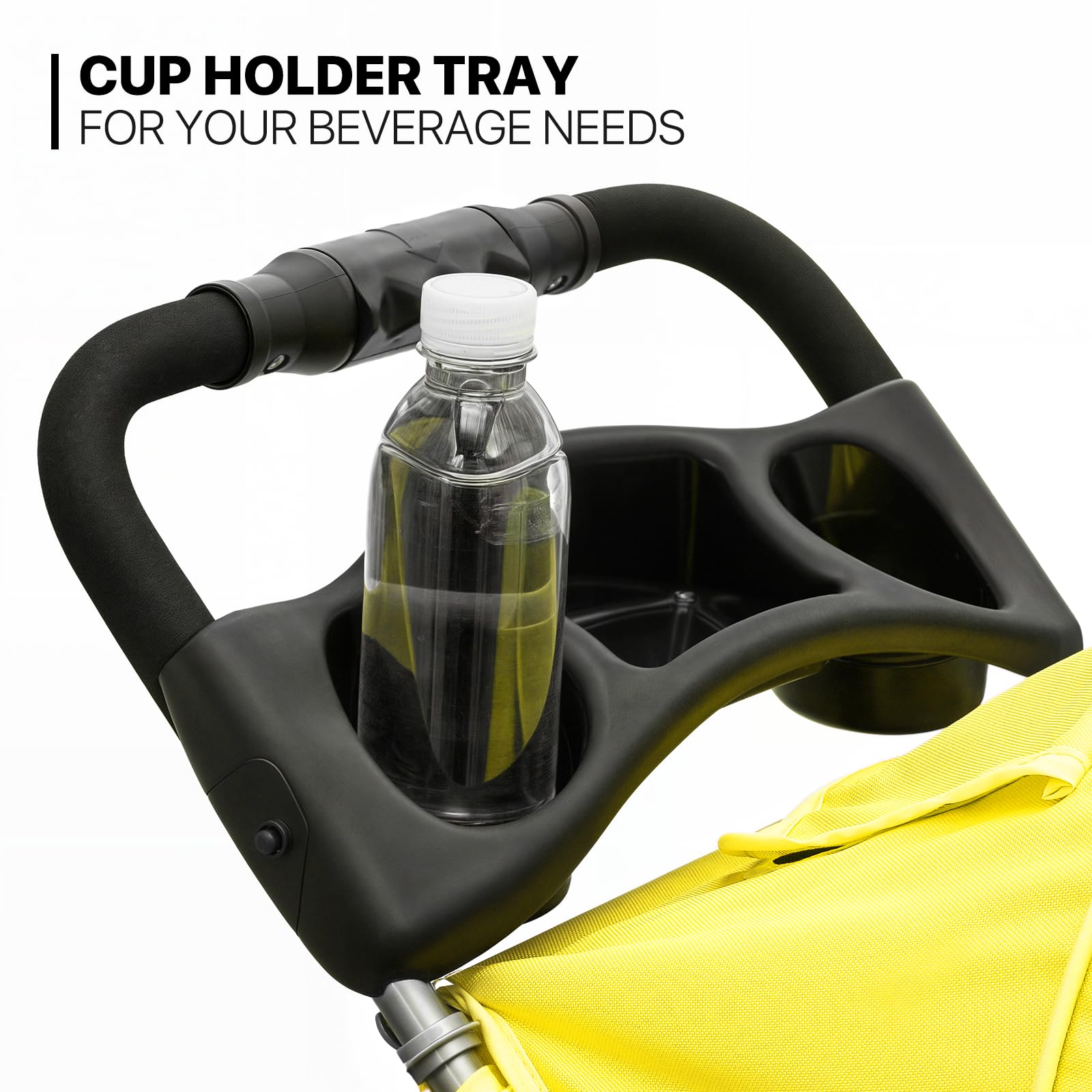 Monibloom Foldable Pet Stroller With Waterproof Cover, 3-Wheels Dog Strolling Cart For Small/Medium Dogs And Cats With Storage Basket And Cup Holder, Breathable And Visible Mesh For All-Season, Yellow