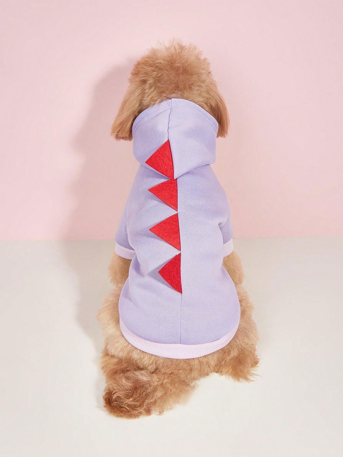 Qwinee Dinosaur Dog Hoodie Dog Warm Jacket Christmas Halloween Dog Costume Dog Clothes For Puppy Kitten Small Medium Dogs Cats Solid Purple Xl