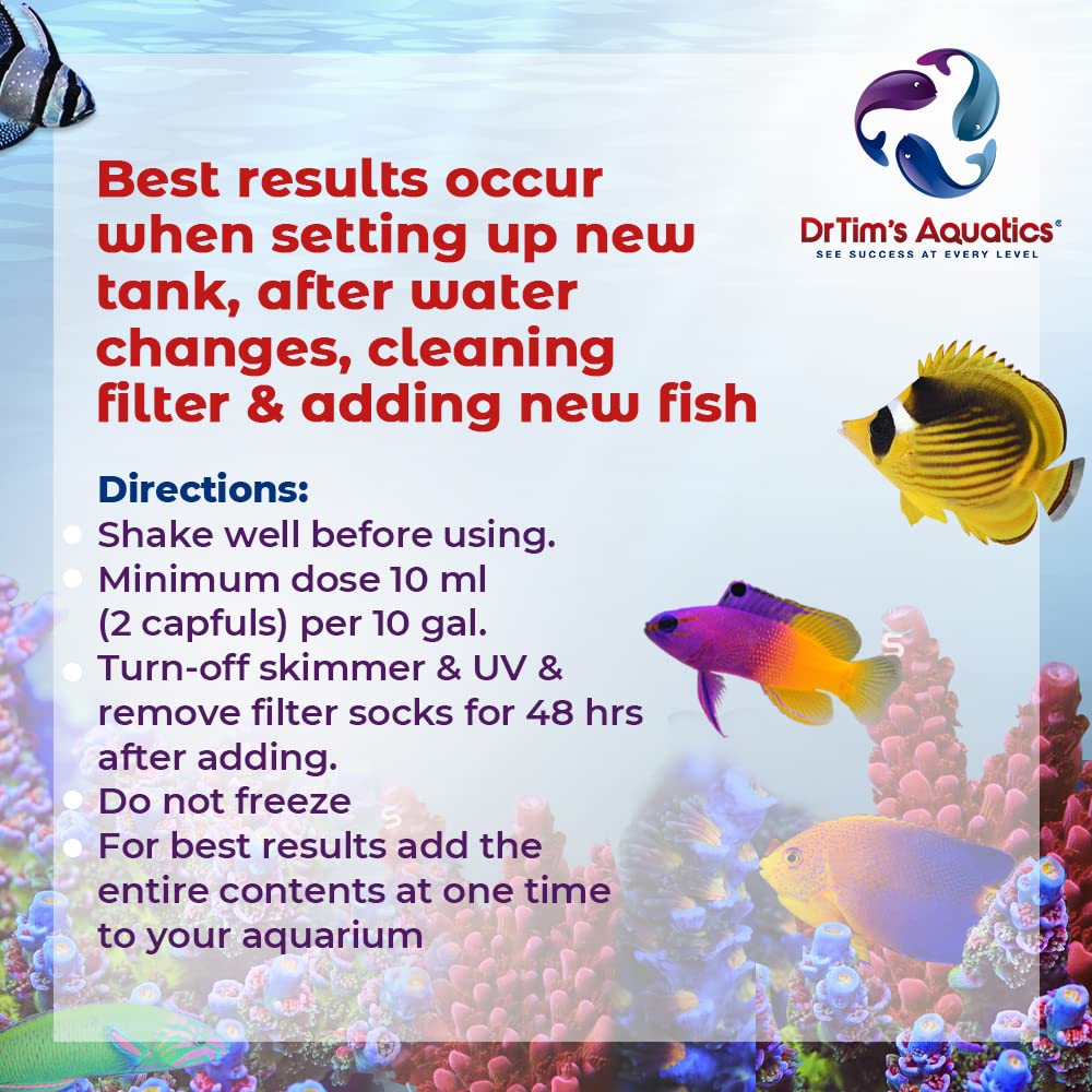 Dr. Tims Aquatics Saltwater One & Only Nitrifying Bacteria - For New Fish Tanks, Aquariums, Water Filtering, Disease Treatment -