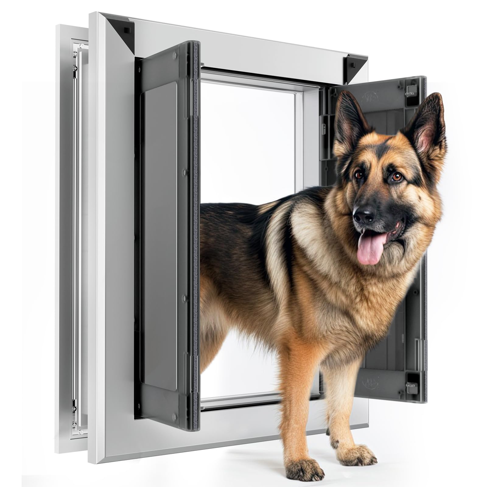 Fingerping Aluminum Large Dog Door For Exterior Door,Strong Double Magnetic Flaps,Heavy-Duty Dog Door For Large And Medium Dog U