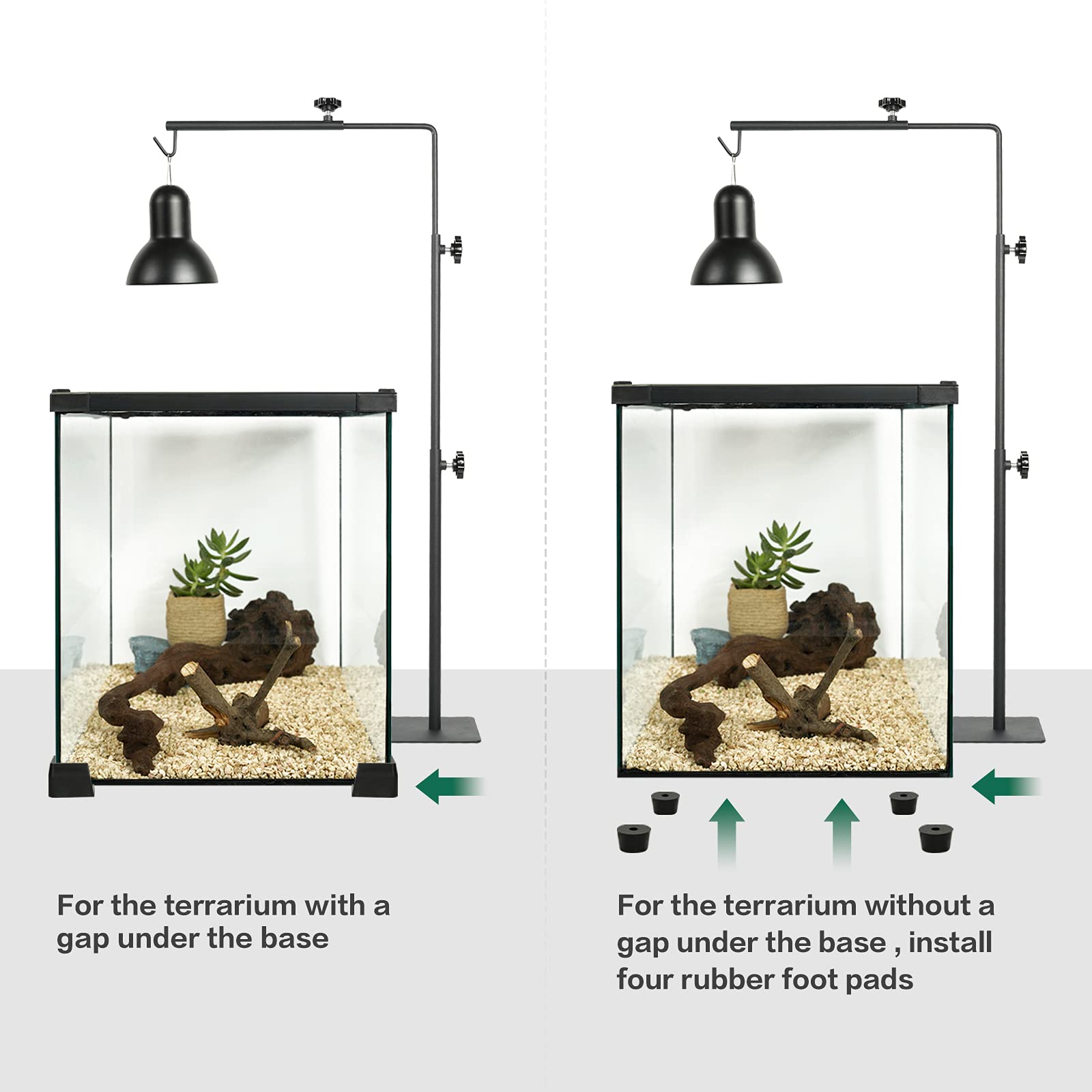 Betazooer Reptile Lamp Stand Adjustable Floor Light Holder Stand Landing Lamp Stand Bracket Metal Lamp Support For Reptile Glass