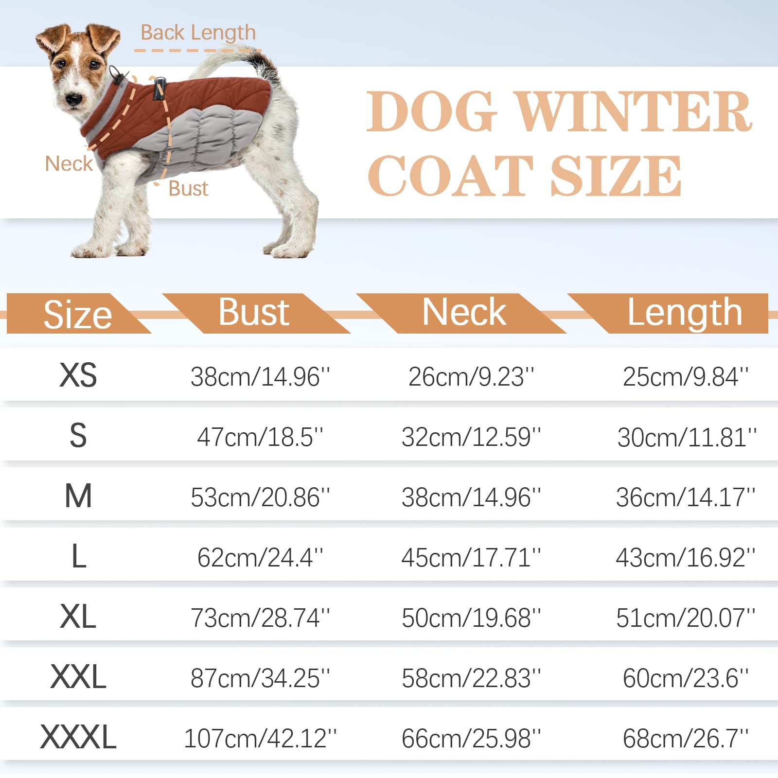 Ouobob Dog Winter Jacket Cozy Reflective Waterproof Dog Coat Windproof Warm Pet Garment, Comfortable Cold Weather Fleece Apparel Outfits With Zipper Closure For Small Medium Large Dogs Puppy Walking