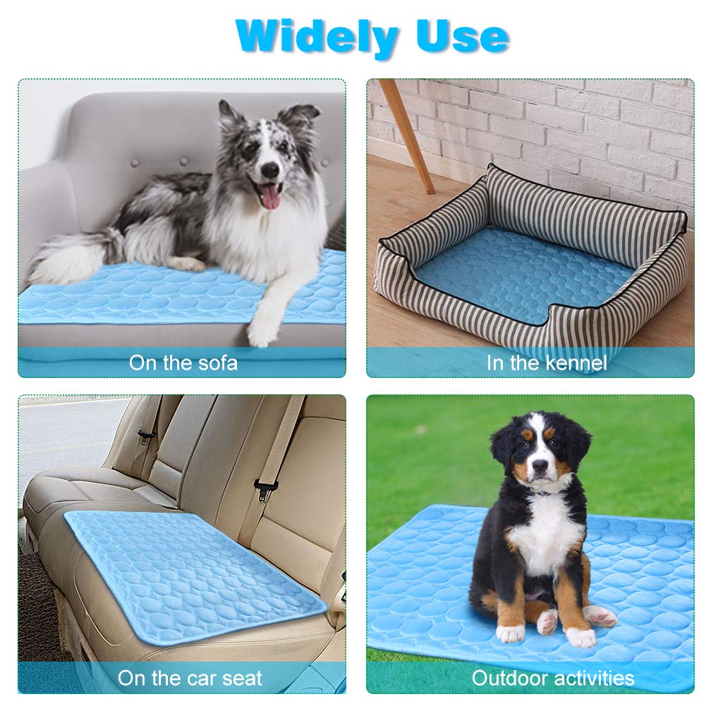 Meilimiyu Washable Dog Cooling Mat Ice Silk Cooling Mat For Dogs Pet Self Cooling Pad Blanket Dog Cooling Pad For Indoor & Outdoor Car Seats (Blue, 59X39 In)