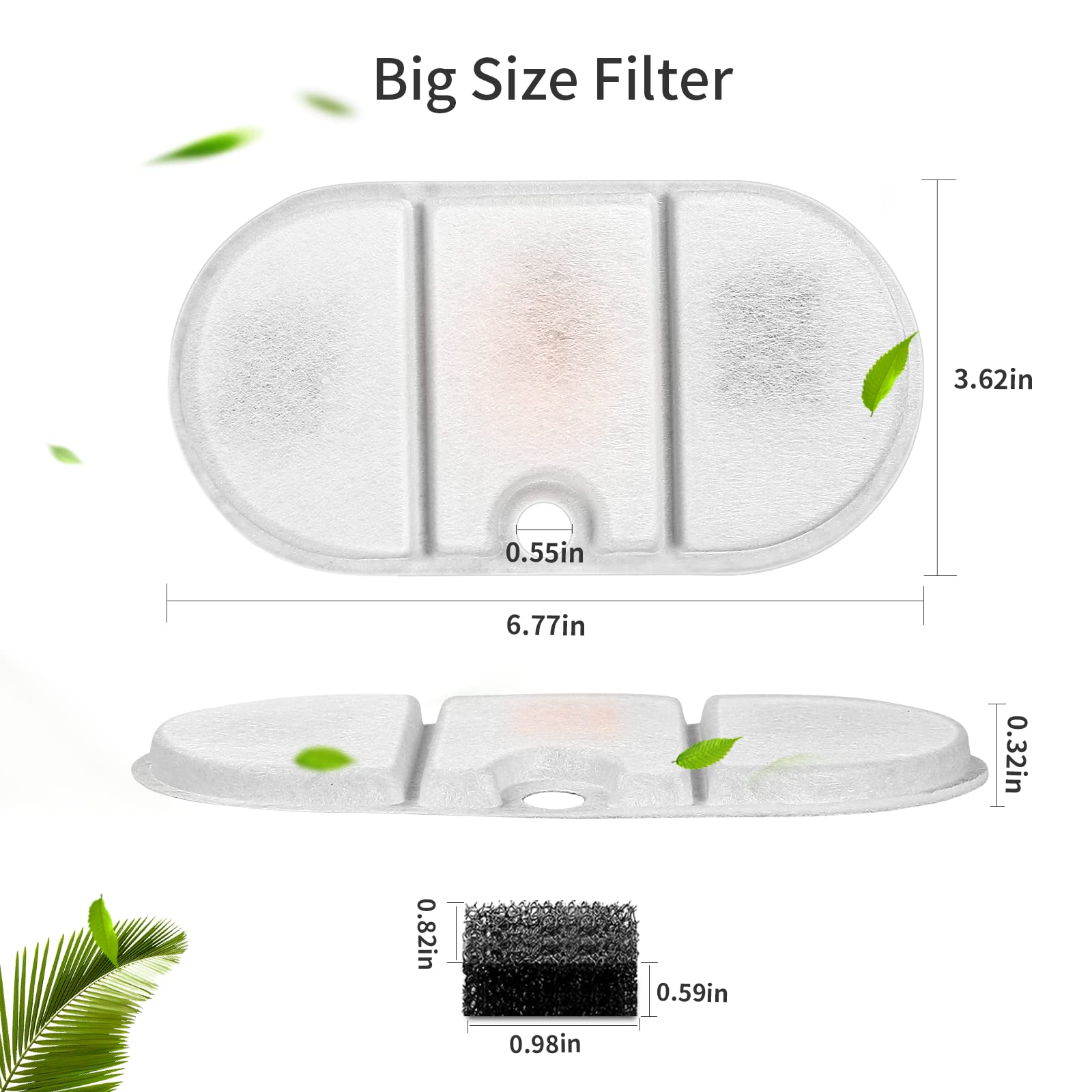 VinDox 16 Pack Cat Water Fountain Filters - Compatible with PETLIBRO PLWF002, Ultra Quiet, BPA-Free, Two Flow Modes, 71oz/2.1L