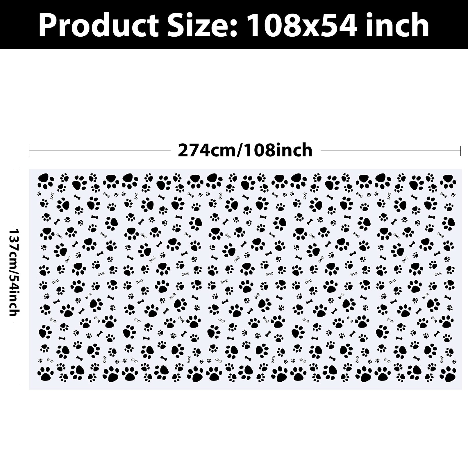 3 Pack Puppy Dog Pet Paw Print Plastic Tablecloth Table Cover,Large Paw Print And Bone Sign Plastic Disposable Rectangle Table C