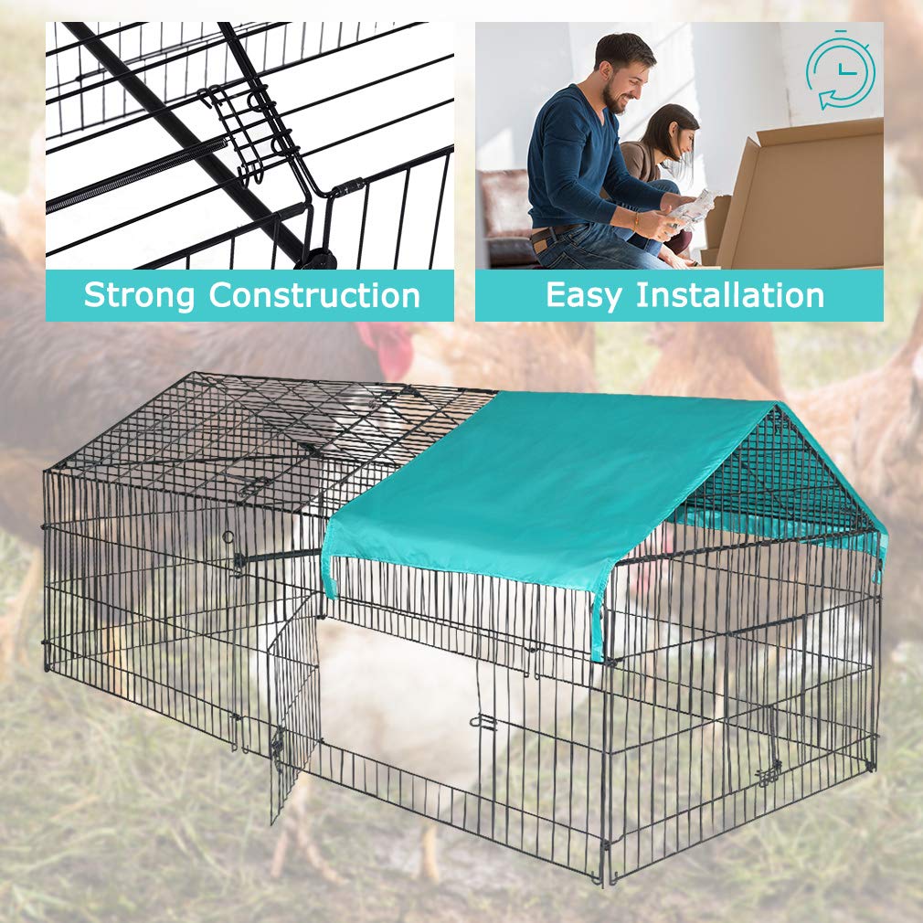 Bestpet 87' X 41'Large Metal Chicken Coop Run Enclosure Pen With Waterproof Cover Outdoor Backyard Farm Cage Crate Pet Playpen Exercise Pen For Rabbit Duck Hen