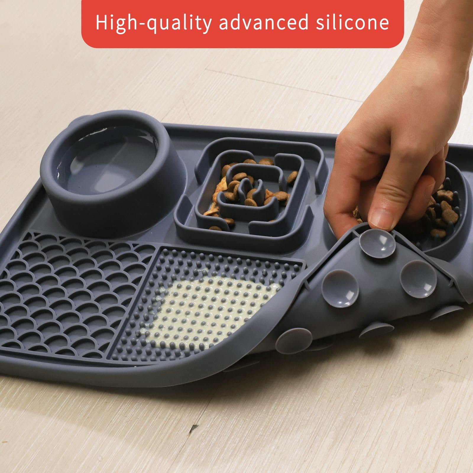 New Cat Slow Feeder, Dog Anxiety Relief Lick Mats with Suction Cups, Non-Slip Silicone Dog Enrichment Treat Mat, Easy to Clean C