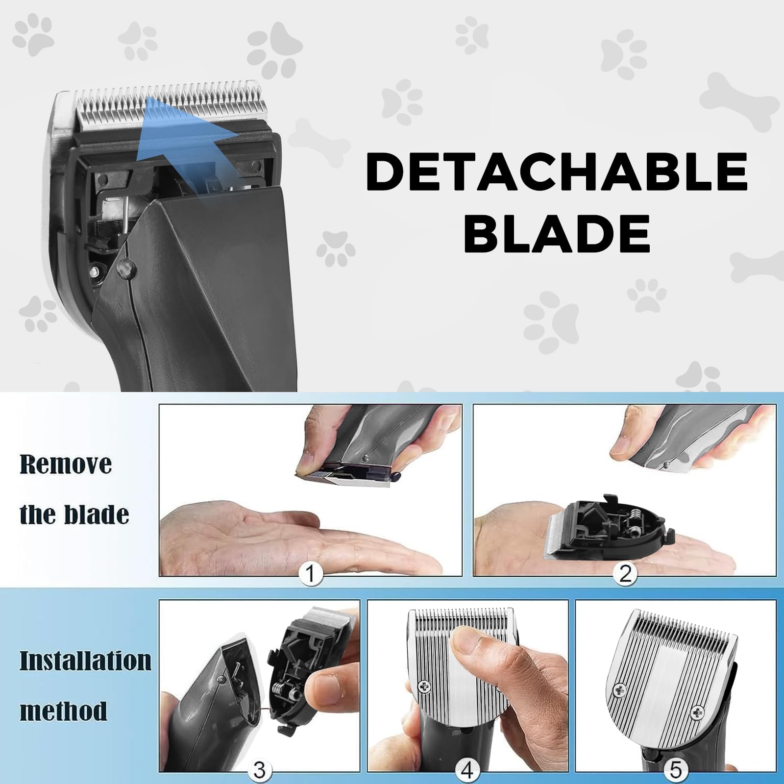 Zzyzsfus 5 In 1 Replacement Blades Compatible With Bravura Clipper Chromado,Creativa, Figura Dog Clippers For Dogs Grooming (5 I