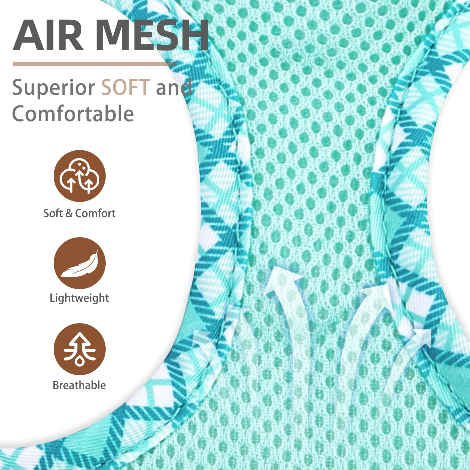 Pupteck Dog Harness And Leash Set For Small Medium Dogs No Pull Step-In Soft Mesh Puppy Cat Vest Harnesses Reflective At Night, Green L