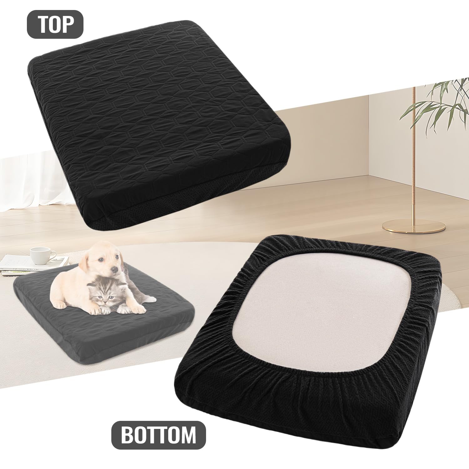 nanbowang Waterproof Dog Bed Covers Replacement Washable Pet Hair Easy to Remove, Dog Pillow Cover Quilted, Pet Bed Cover Lovely