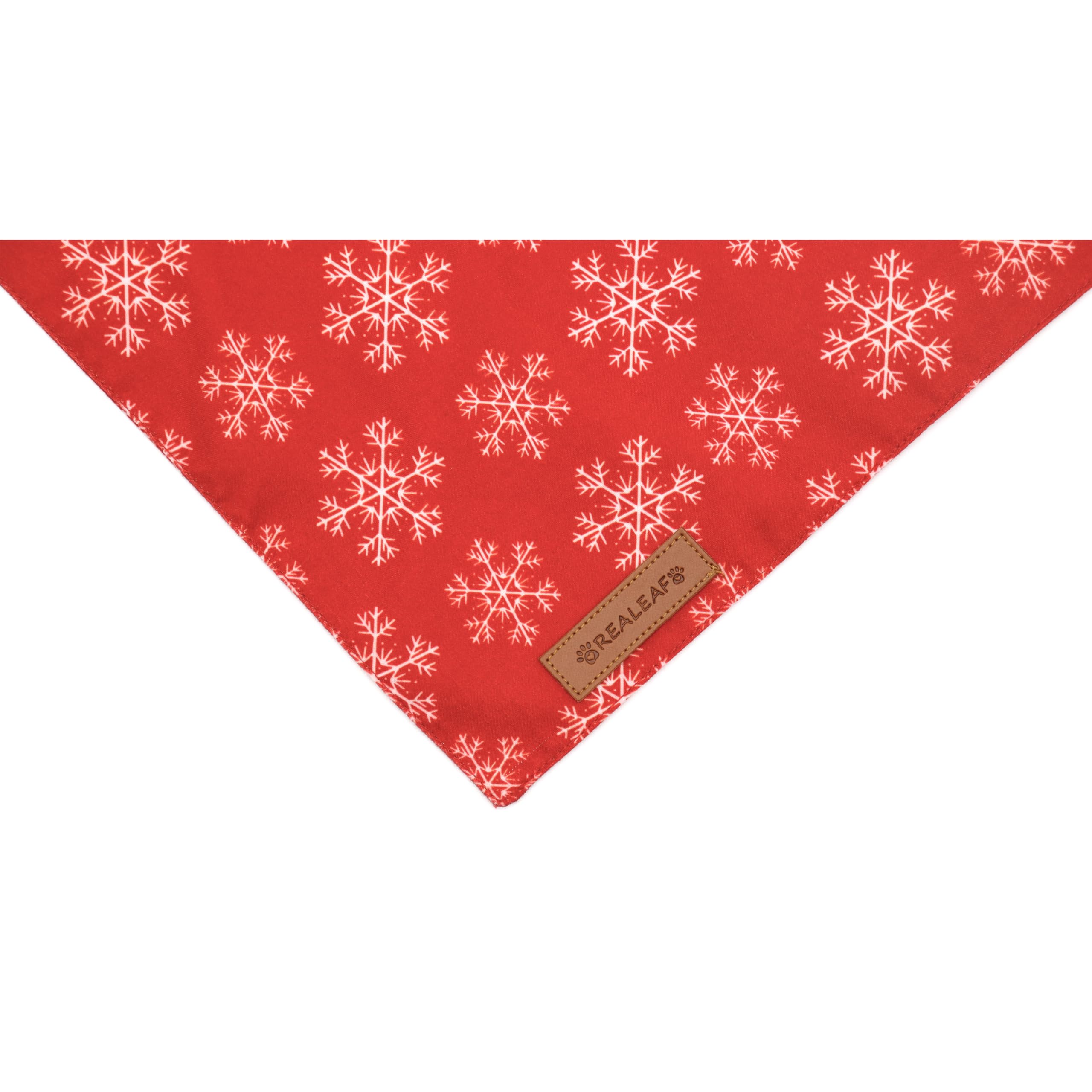 Realeaf Christmas Dog Bandanas 2 Pack, Snowflake And Santa Claus Dog Scarf For Boy And Girl, Premium Durable Fabric, Holiday Red