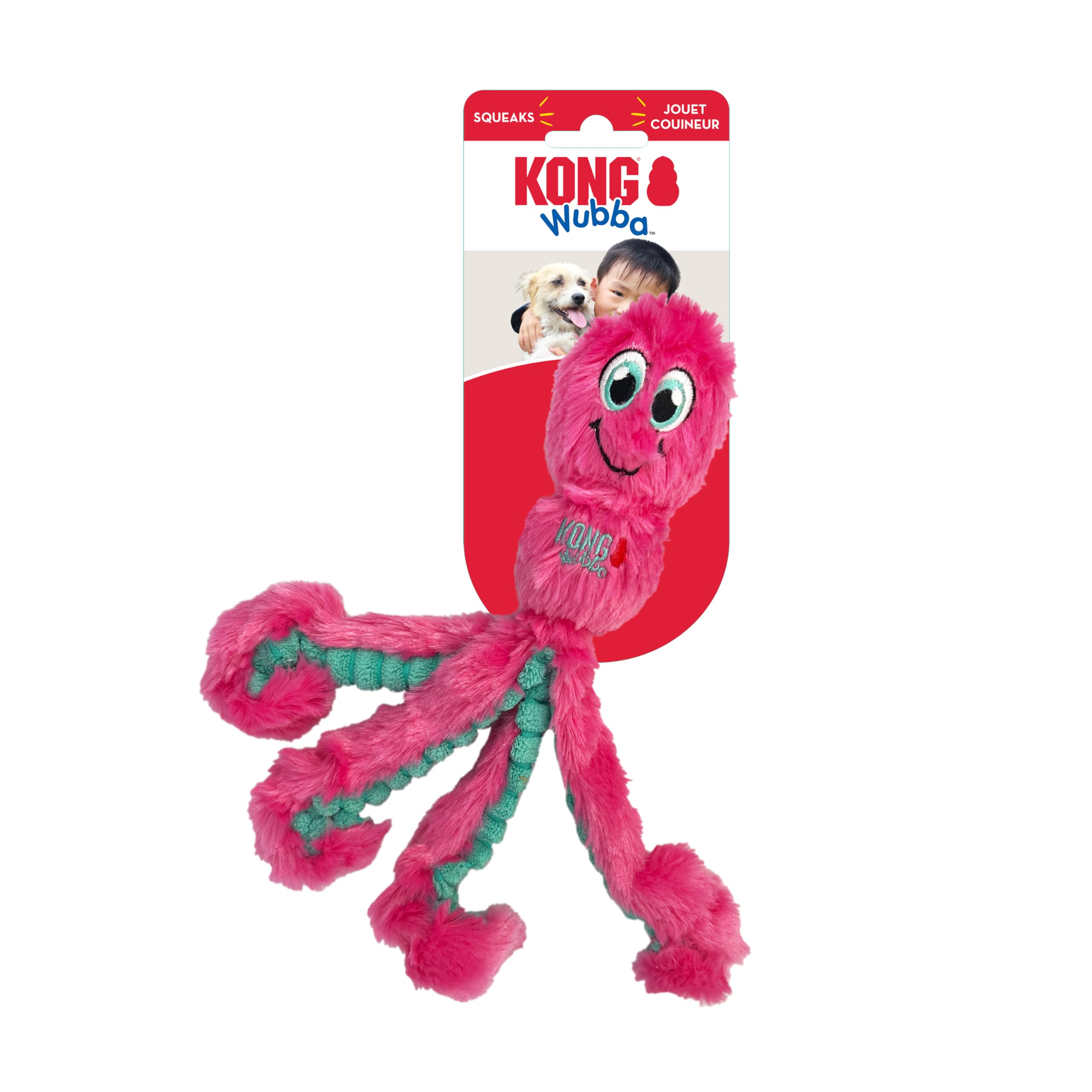KONG Wubba Octopus Tug and Fetch Squeak Dog Toy Assorted Colors (Small)