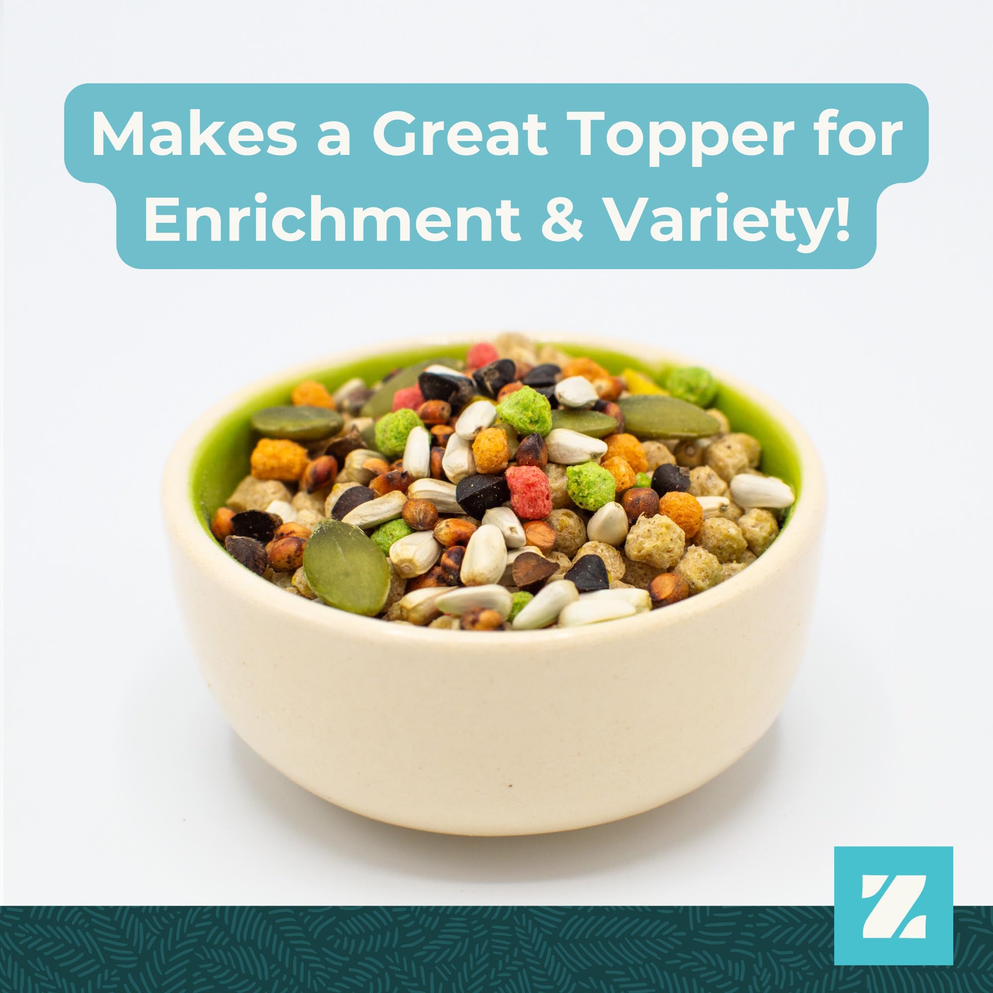 ZuPreem Sensible Seed Bird Food, Parakeet, Budgie, Parrotlet, Dove, Seed and Pellet Blend for Small Birds, Food Mixer Topper, En