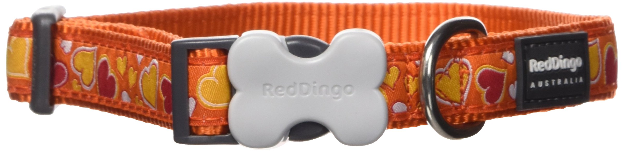 Red Dingo Breezy Love Orange Dog Collar, Medium/Large/20mm