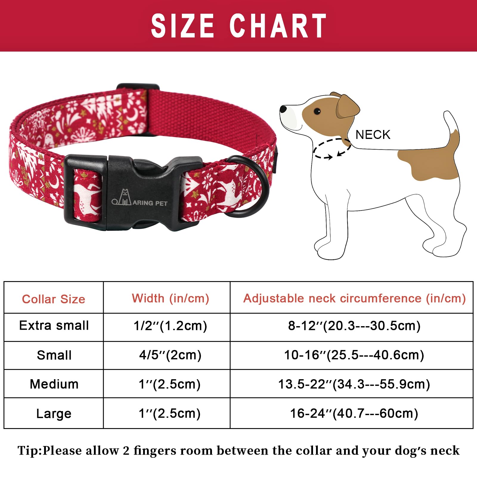 Aring Pet Christmas Dog Collar Cute Red Reindeer Dog Collars, Cotton Lightweight Christmas Dog Collars Puppy Collar For Small Medium Large Dogs