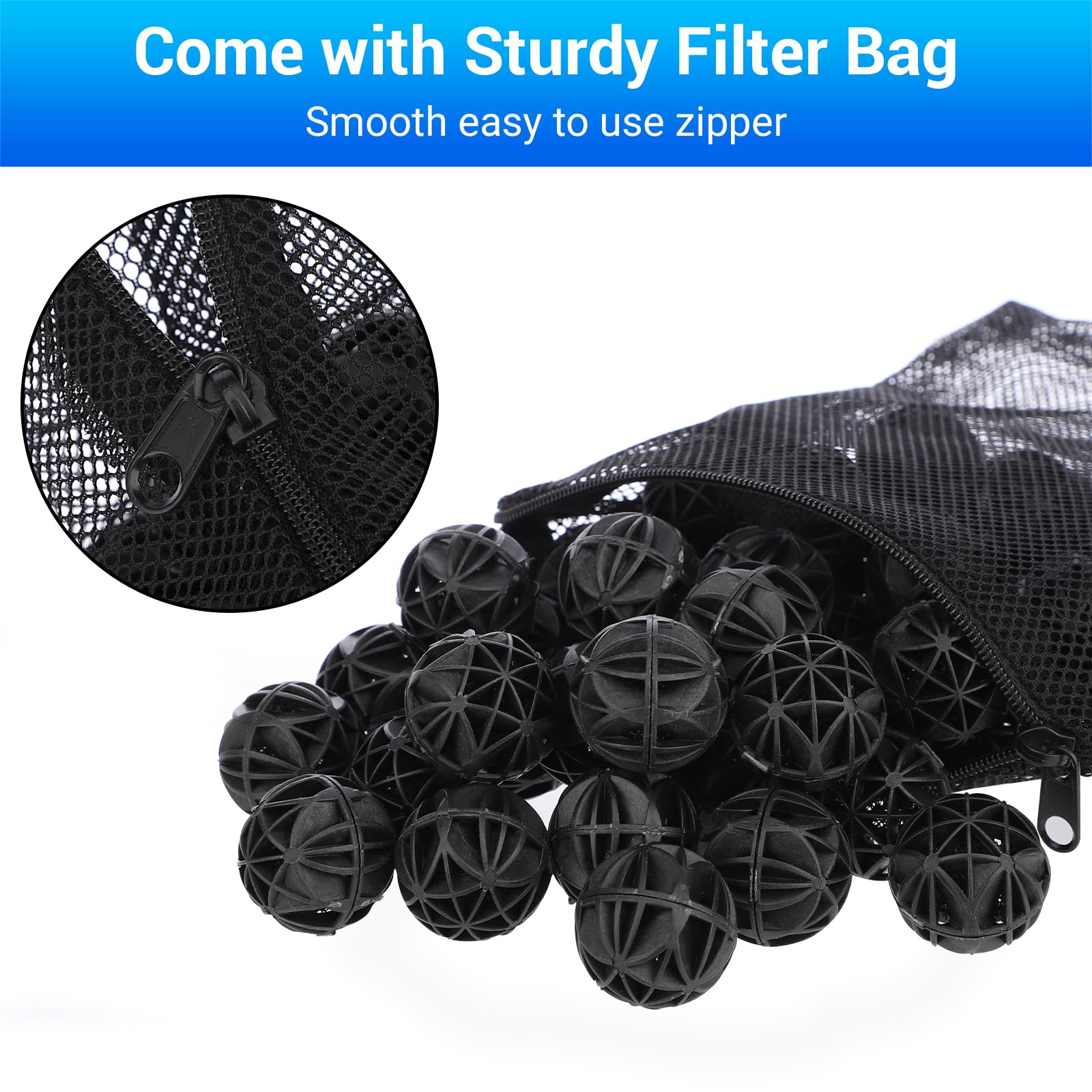 Segarty Aquarium Bio Balls, 1 Inch Koi Pond Filter Media Bio Ball With Sponge For Aquarium Filter Canister Filter Biological Fil