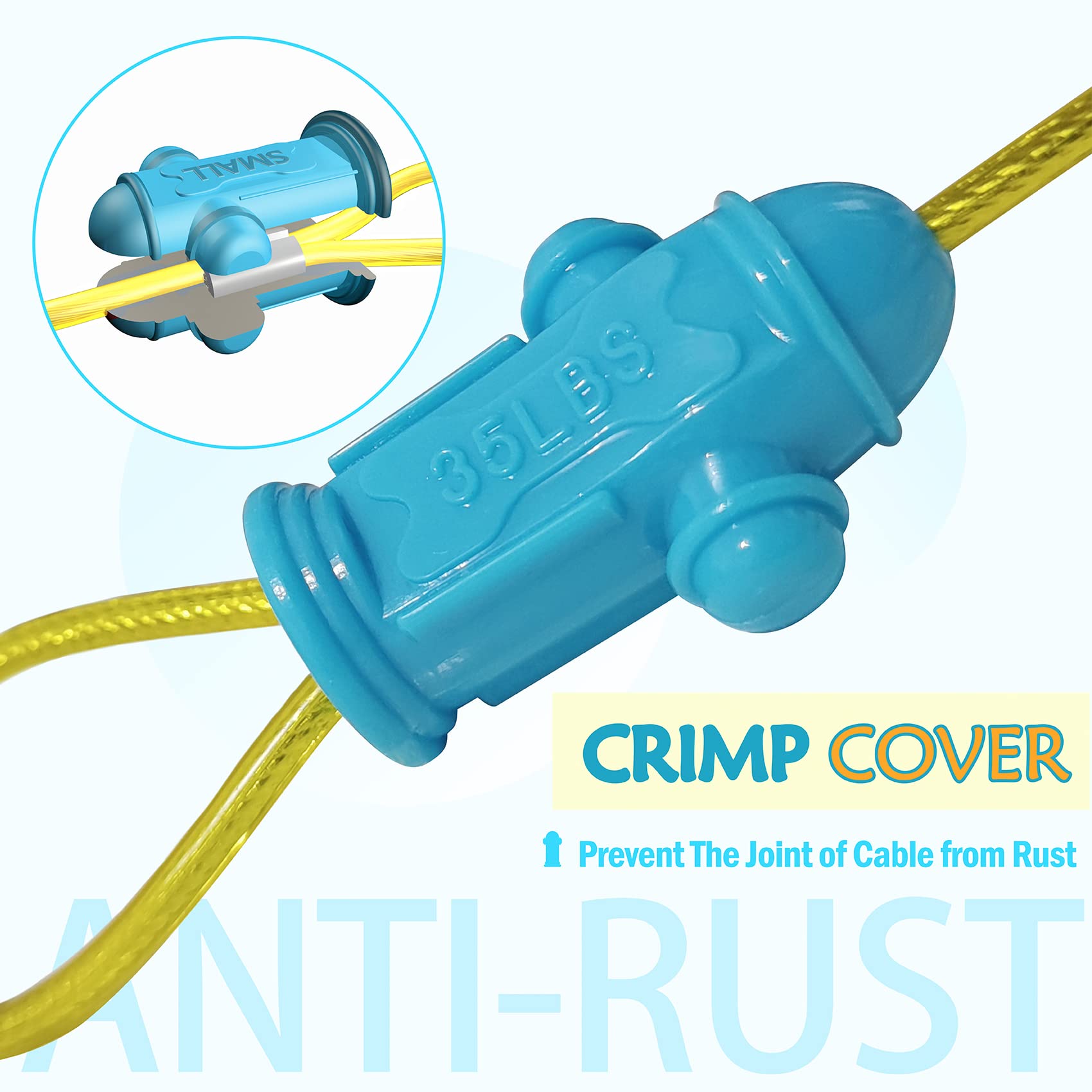 Petest Reflective Tie Out Cable for Small Dogs up to 35lbs, 15ft, Vinyl, Blue & Yellow