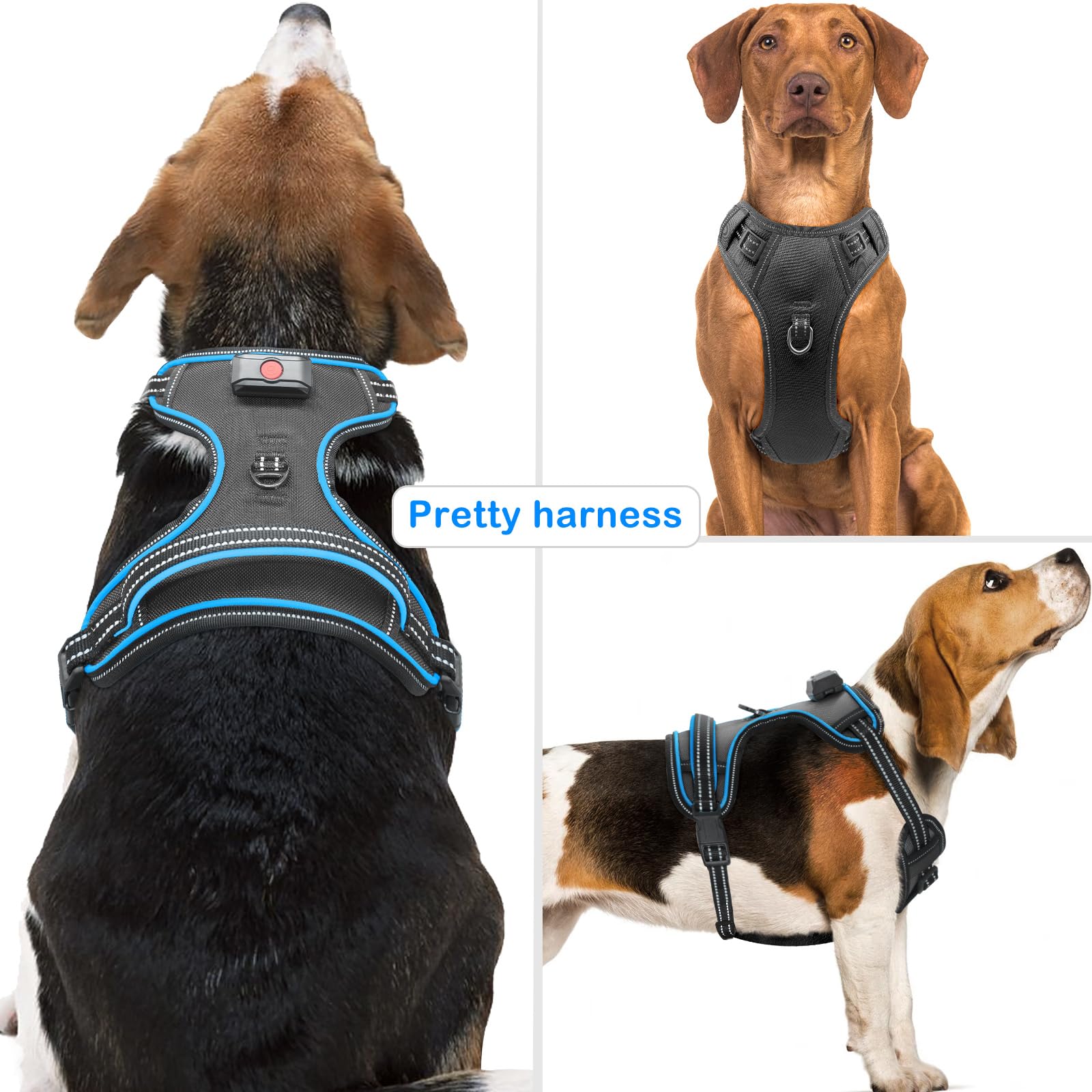 Vizbrite Rechargeable Led Dog Harness - No Pull, 4 Point Adjustable, Lighted Vest For Small/Medium/Large/X-Large Dogs