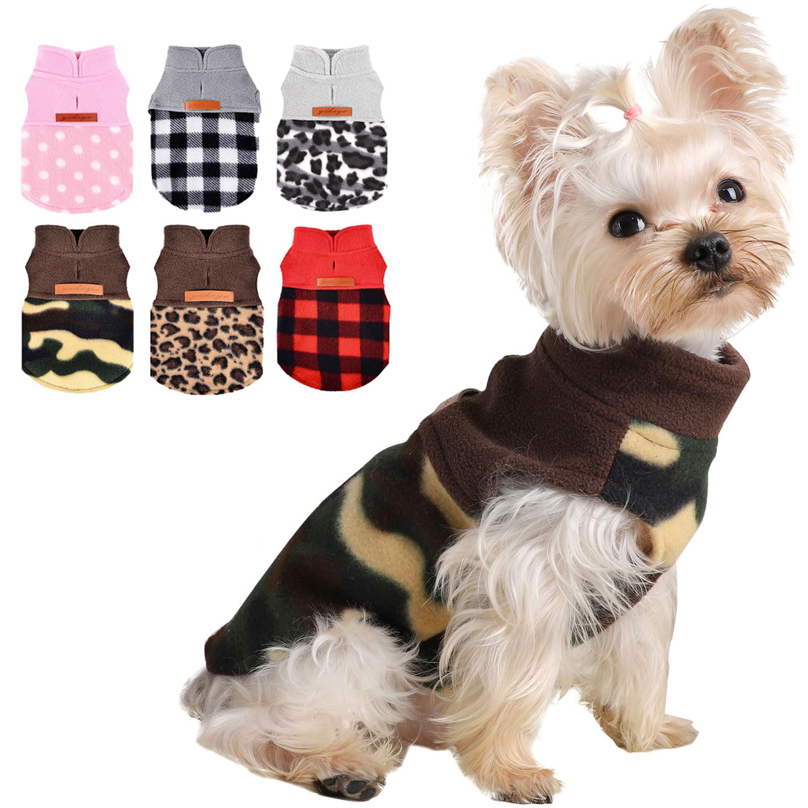 XS Dog Sweater for Small Dogs Girl Boy Camo Fleece Chihuahua Sweaters Winter Warm Puppy Jacket Tiny Dog Outfits Teacup Yorkie Pe
