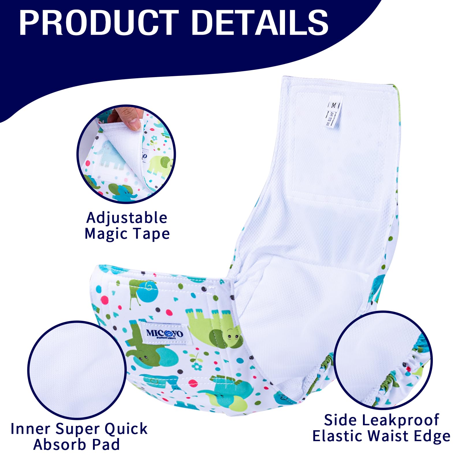 Micooyo Belly Bands For Male Dogs, 3 Pack Reusable Dog Diapers Male For Puppy Doggie, Washable Male Dog Wraps (Xs, Animals)