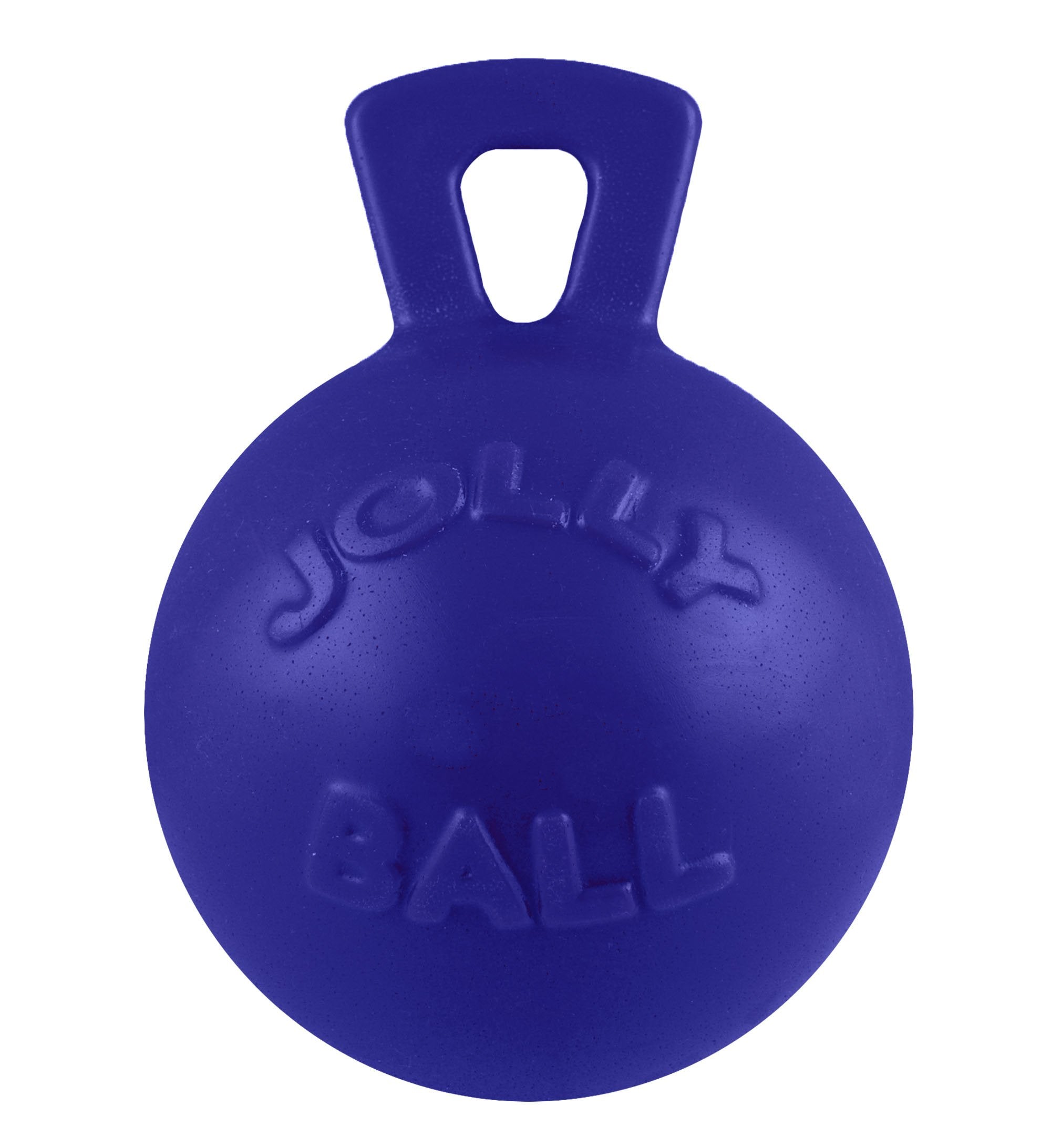 Jolly Pets Tug-N-Toss Heavy Duty Dog Toy Ball With Handle, 6 Inches/Medium, Blue