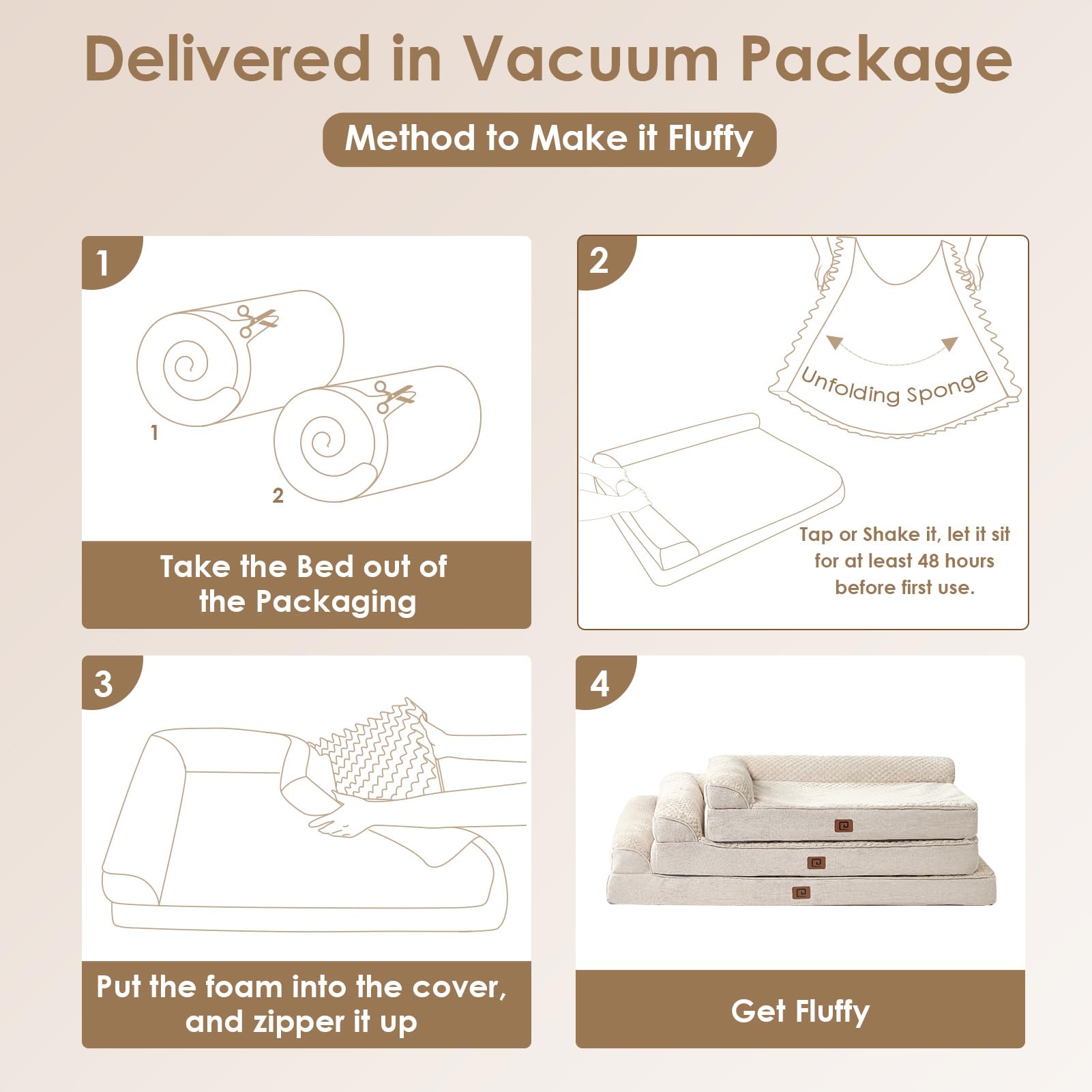 Eheyciga Memory Foam Orthopedic Dog Beds Large Sized Dog, Washable Dog Bed With Waterproof Lining Removable Cover, Dog Sofa Bed With Nonskid Bottom Pet Couch Bed, 36X27 Inches, Beige