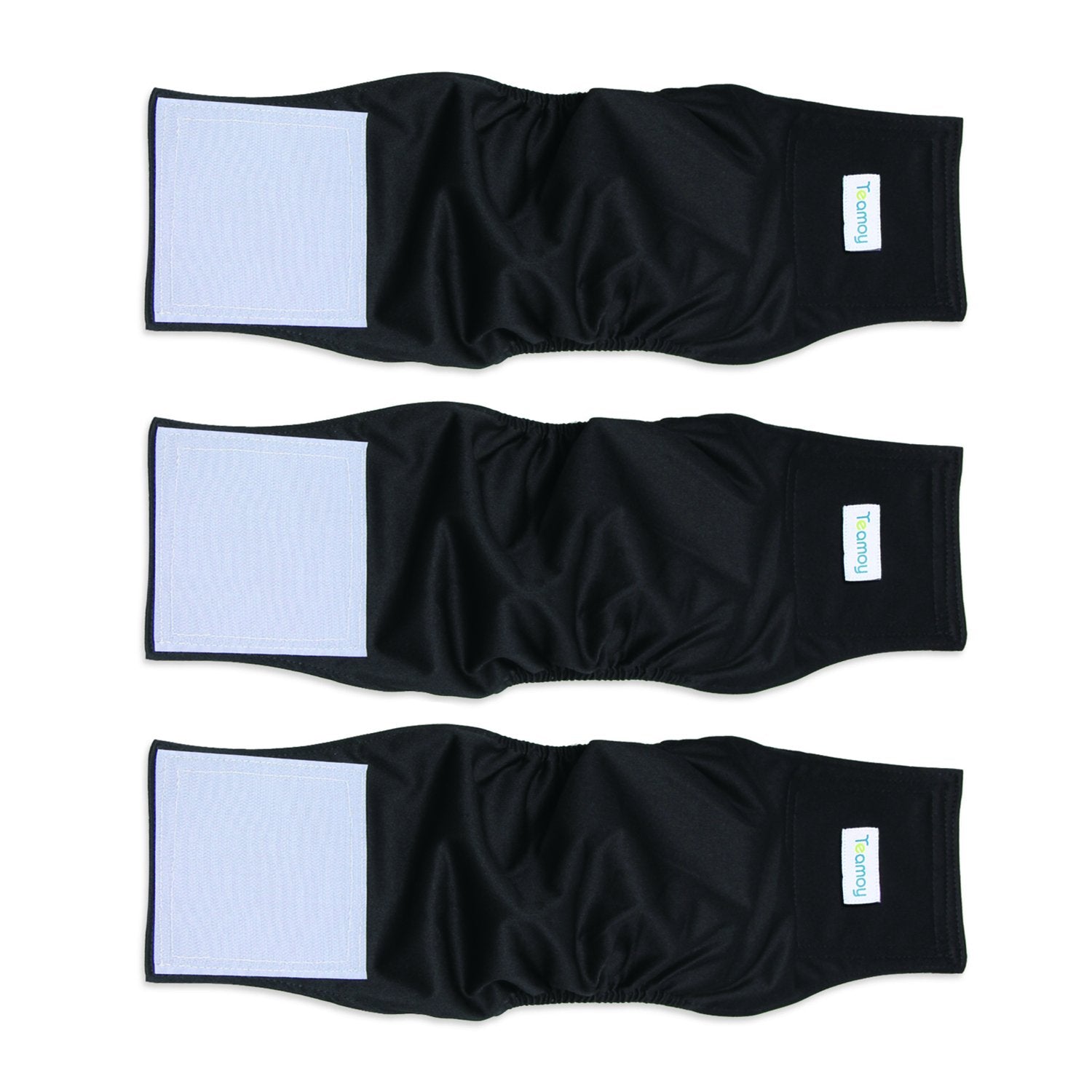 Teamoy 3 Pack Male Dog Diaper Wrap, Washable Puppy Belly Bands, Super-Absorbent and Comfortable(M,13''-16'' Waist,Black)