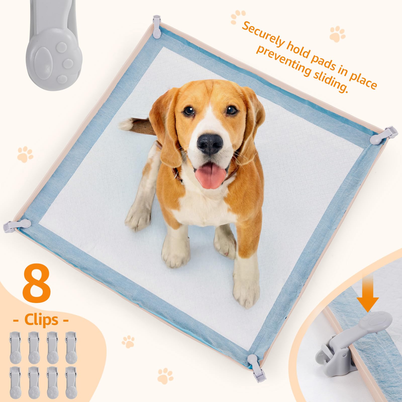 LOOBANI Dog Pee Pad Holder - 2 Pack Silicone Puppy Pad Holder - High Edge Dog Potty Tray with 4 Holder Clamps for Puppy Potty Tr