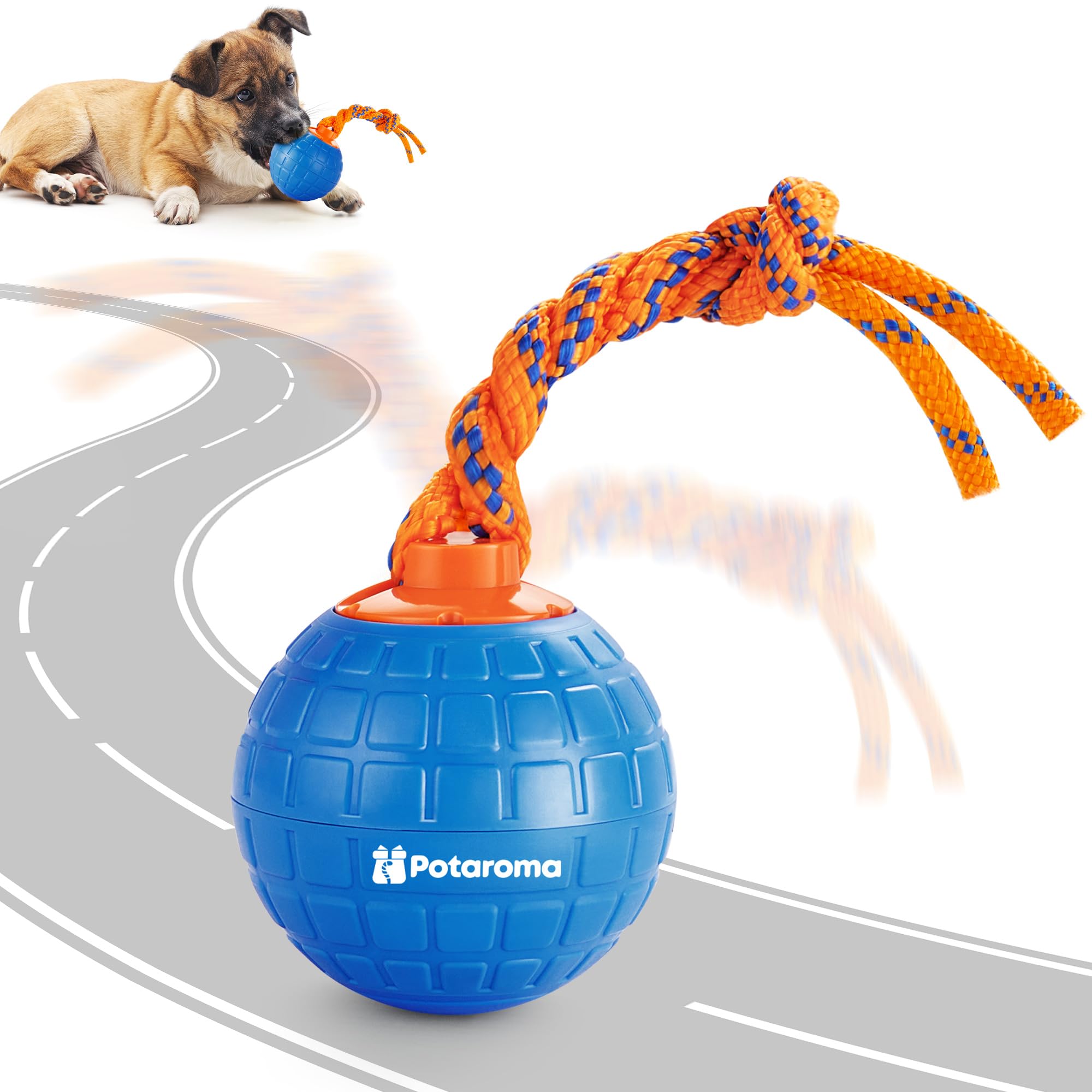 Potaroma Interactive Dog Ball Toys Touch Activated, Rechargeable Animal Sound Dog Toy, Durable Moving Ball For Pup With Chewing 