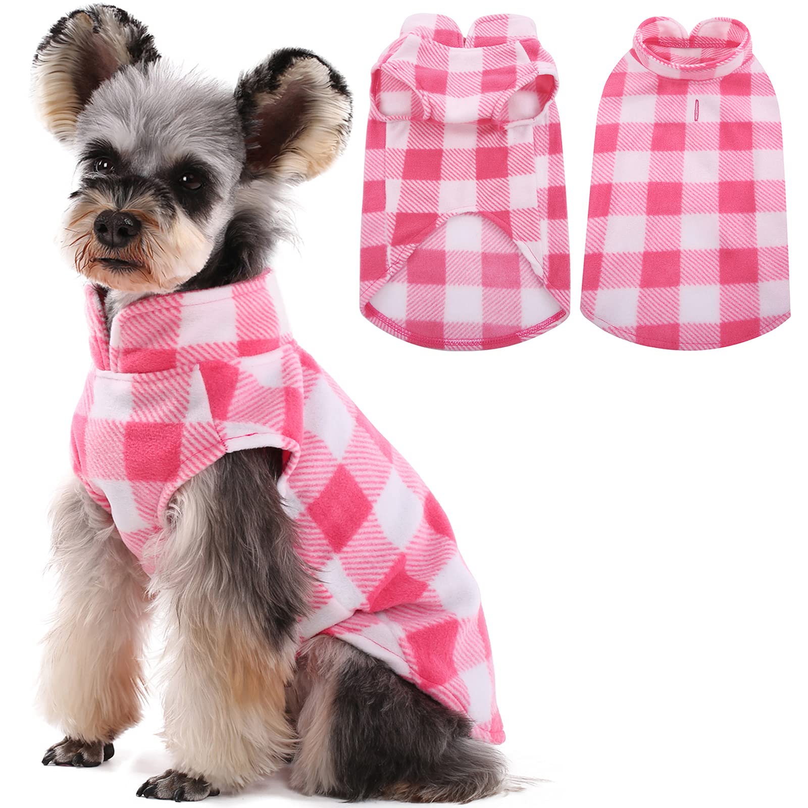 Kuoser Stretch Fleece Vest: Soft Plaid Dog Sweater For Small Dogs & Cats, Warm Coat Jacket - Winter Clothes For Teddy, Chihuahua