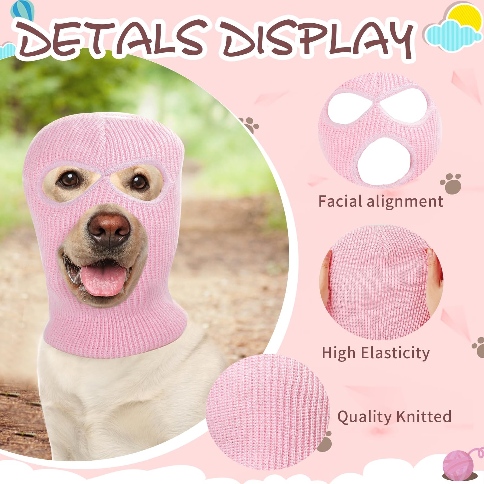 Dog Halloween Christmas Costume Dog Ear Muffs Noise Protection Knitted Dog Ears Warm Hats Dog Robbers & Thieves Mask Funny Pet C