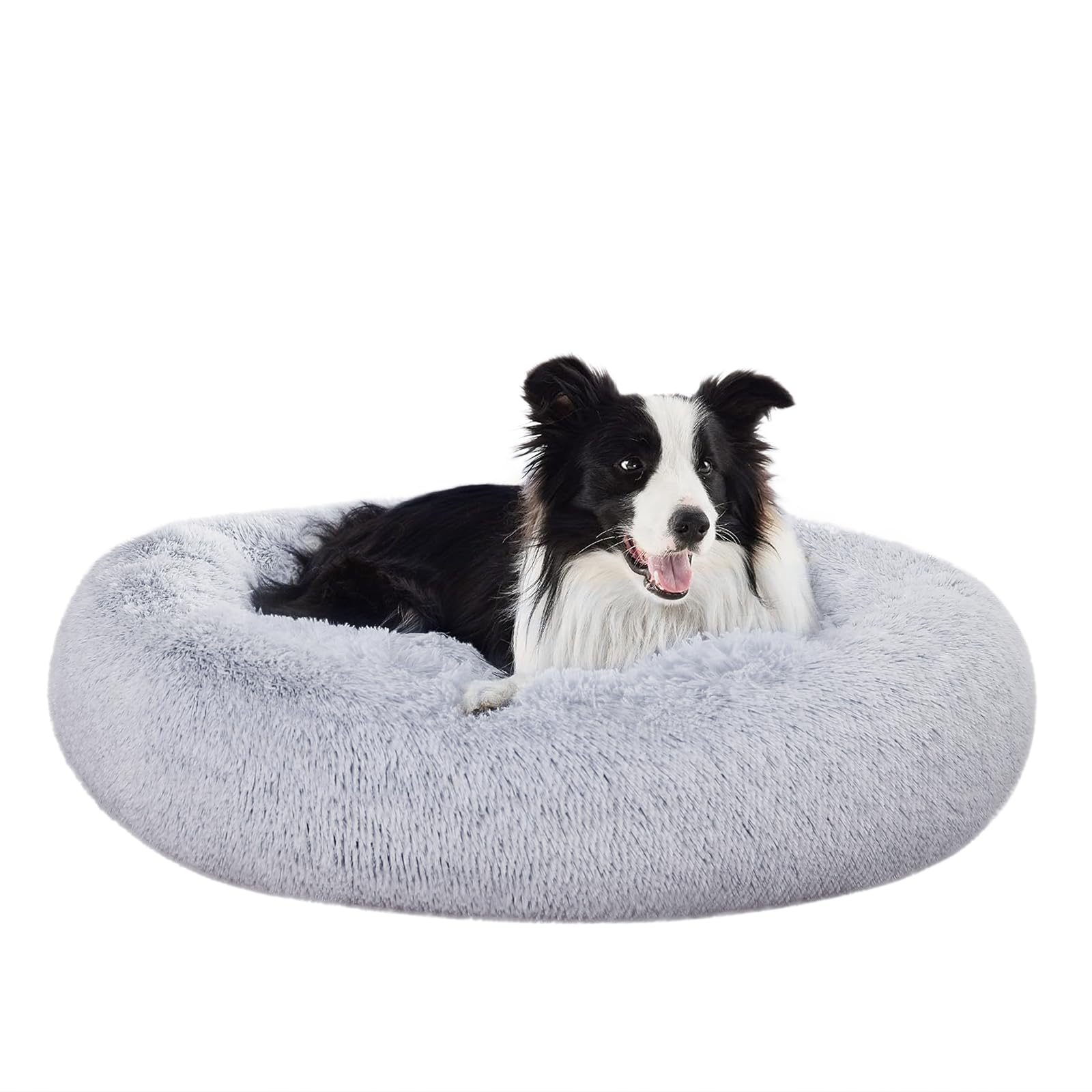 Amazon Basics Donut Pet Bolster Bed, Faux Fur, Grey, 36" x 36", Model YF91203MC-GR