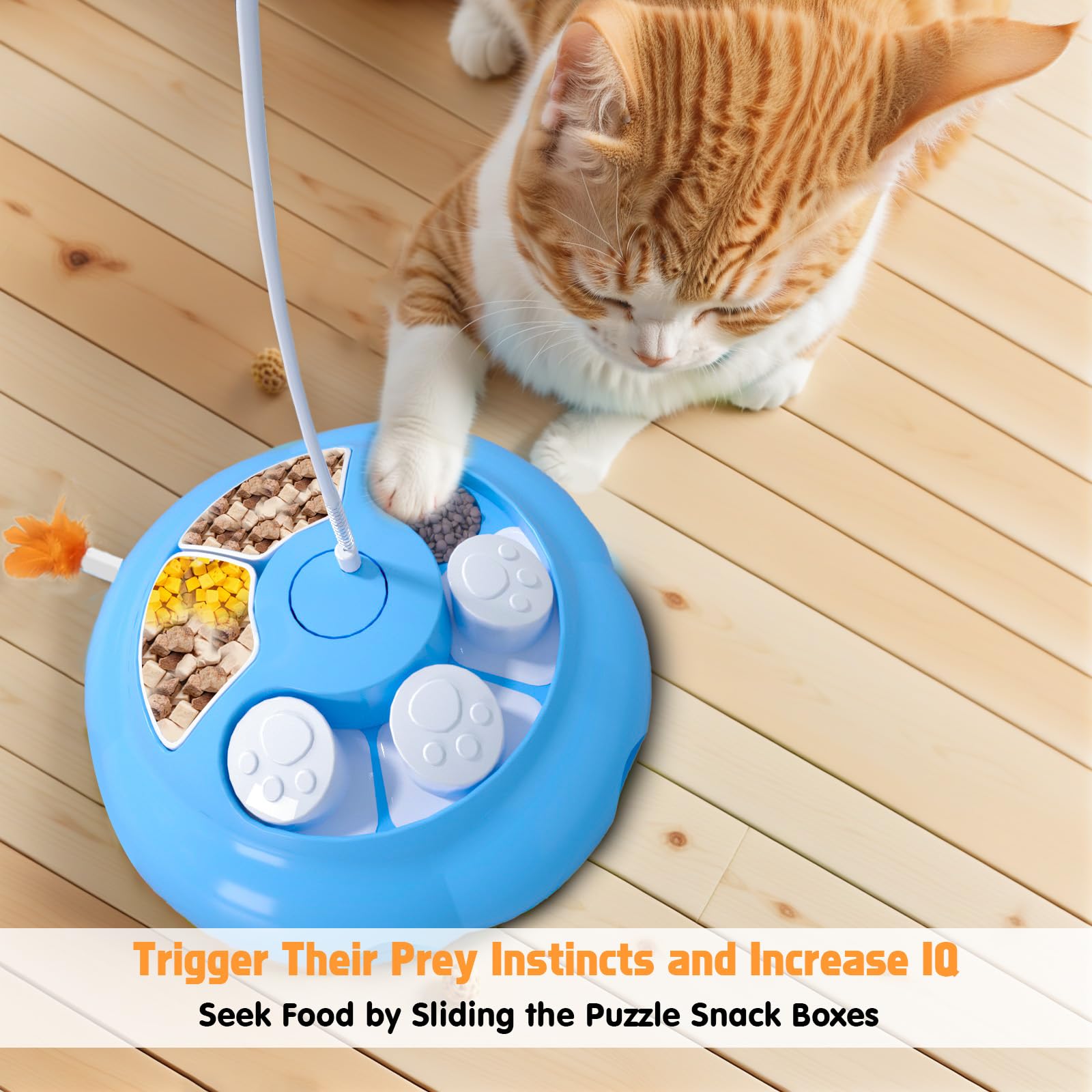 Crazydeer Interactive Cat Toys For Indoor Cats, 4In1 Pet Teaser Toy With Ambush Feather Wand, Motorized Fluttering Butterfly And