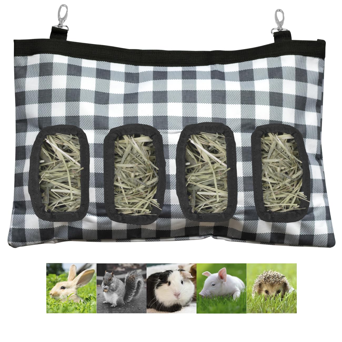 Tsgyrt Rabbit And Guinea Pig Hay Feeder Bag - 18In X11In Small Animal Storage - 600D Oxford Cloth Fabric With 4 Holes - Navy Blu