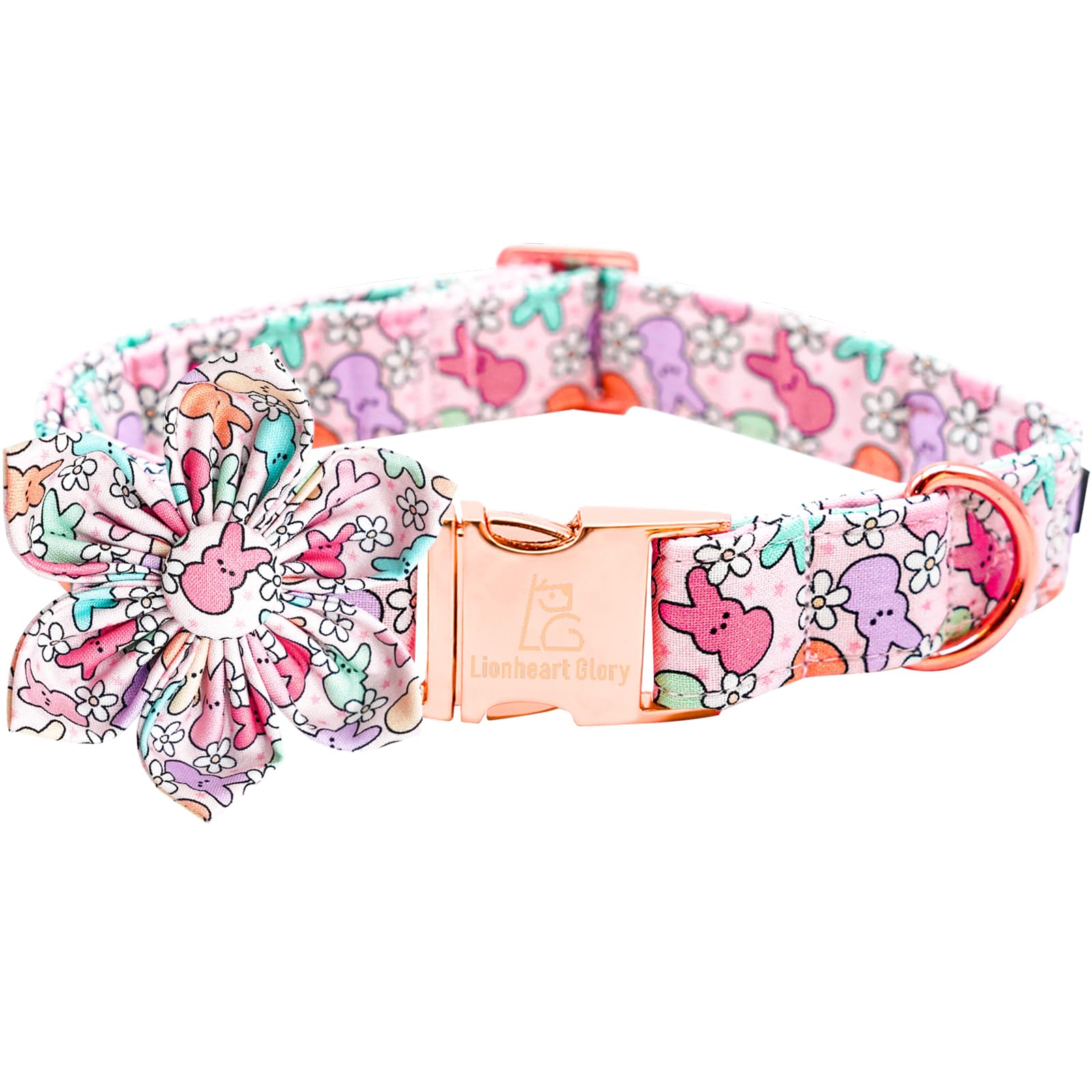 Lionheart Glory Easter Day Flower Dog Collar For Small Dogs, Rabbits - Colorful Spring Collar With Flowers