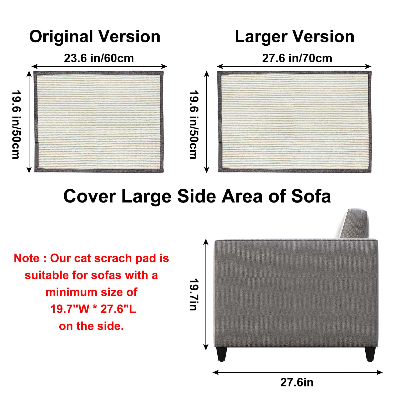 Large Size Cat Scratch Sofa Protector,27.5Inch*19.6Inch Sisal Couch Protector From Cats/Dogs Scratching For Big Arm Sofa Use (Right Hand-Large Size)