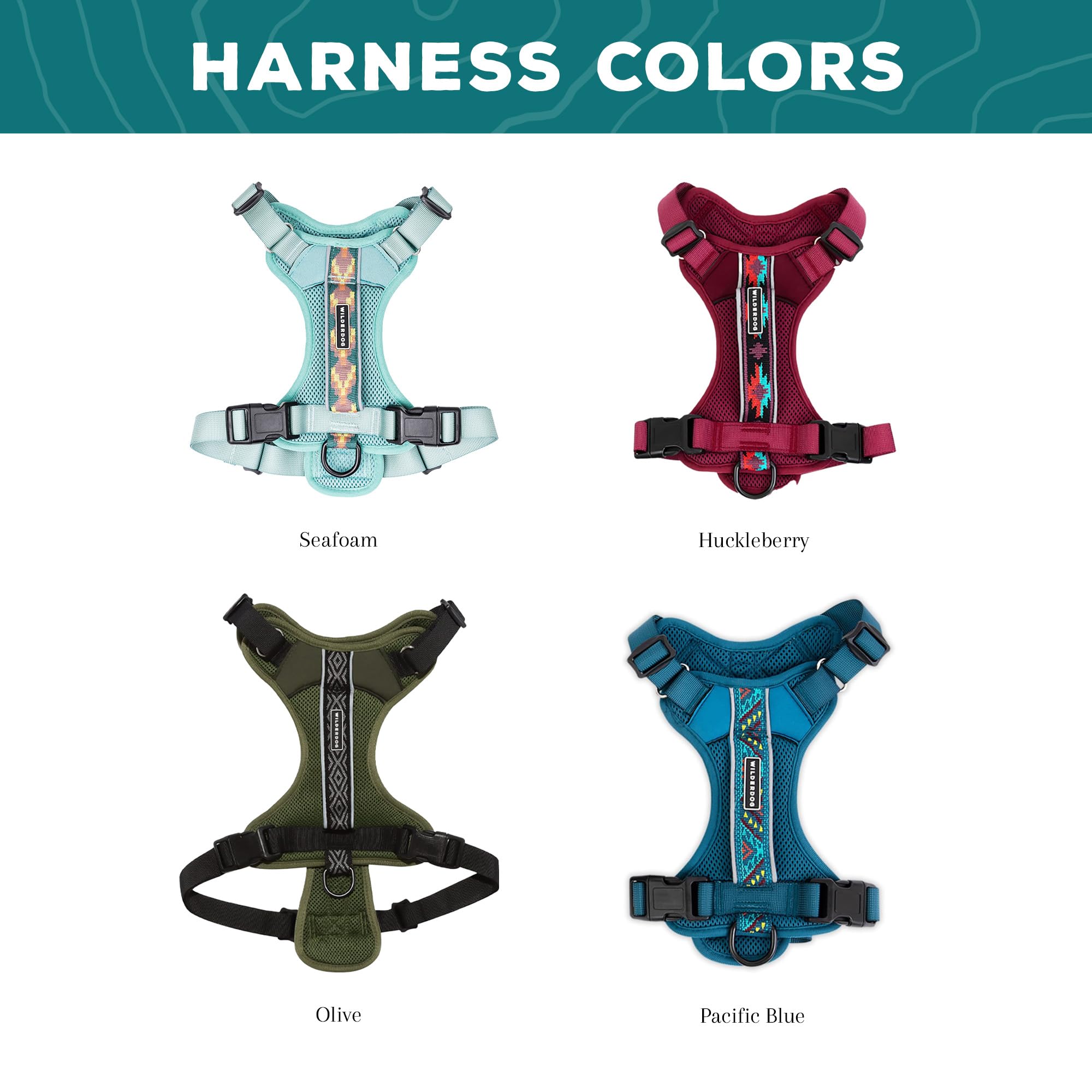 Wilderdog Lightweight Dog Harness With Reflective Straps - Large - Olive