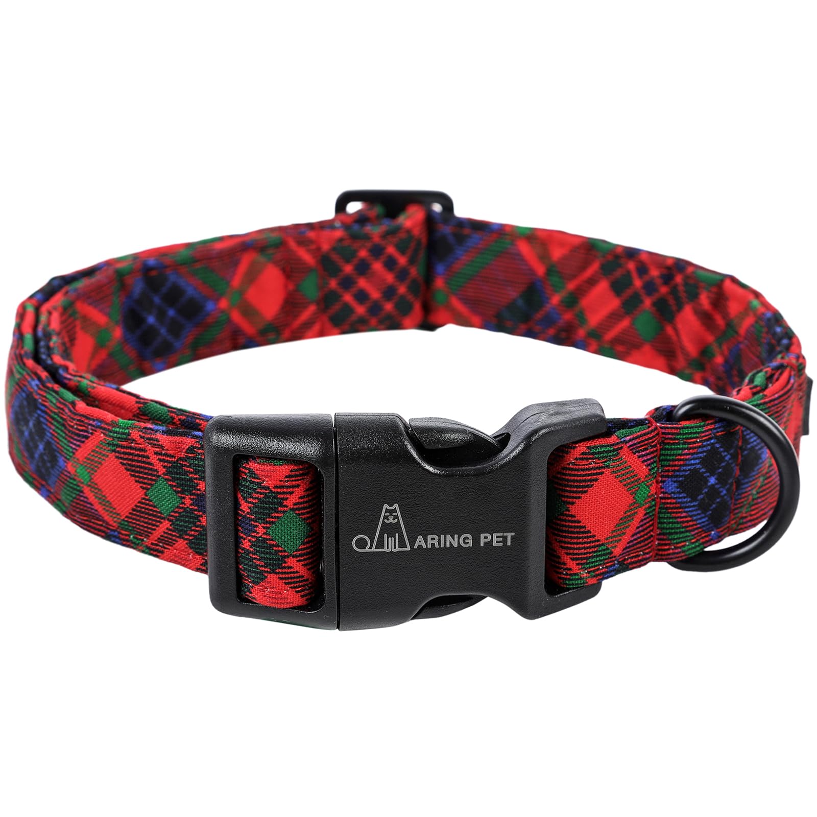 Aring Pet Christmas Dog Collar-Cotton Lightweight Dog Collars, Adjustable Christmas Plaid Pet Collars Puppy Collar With Quick Re