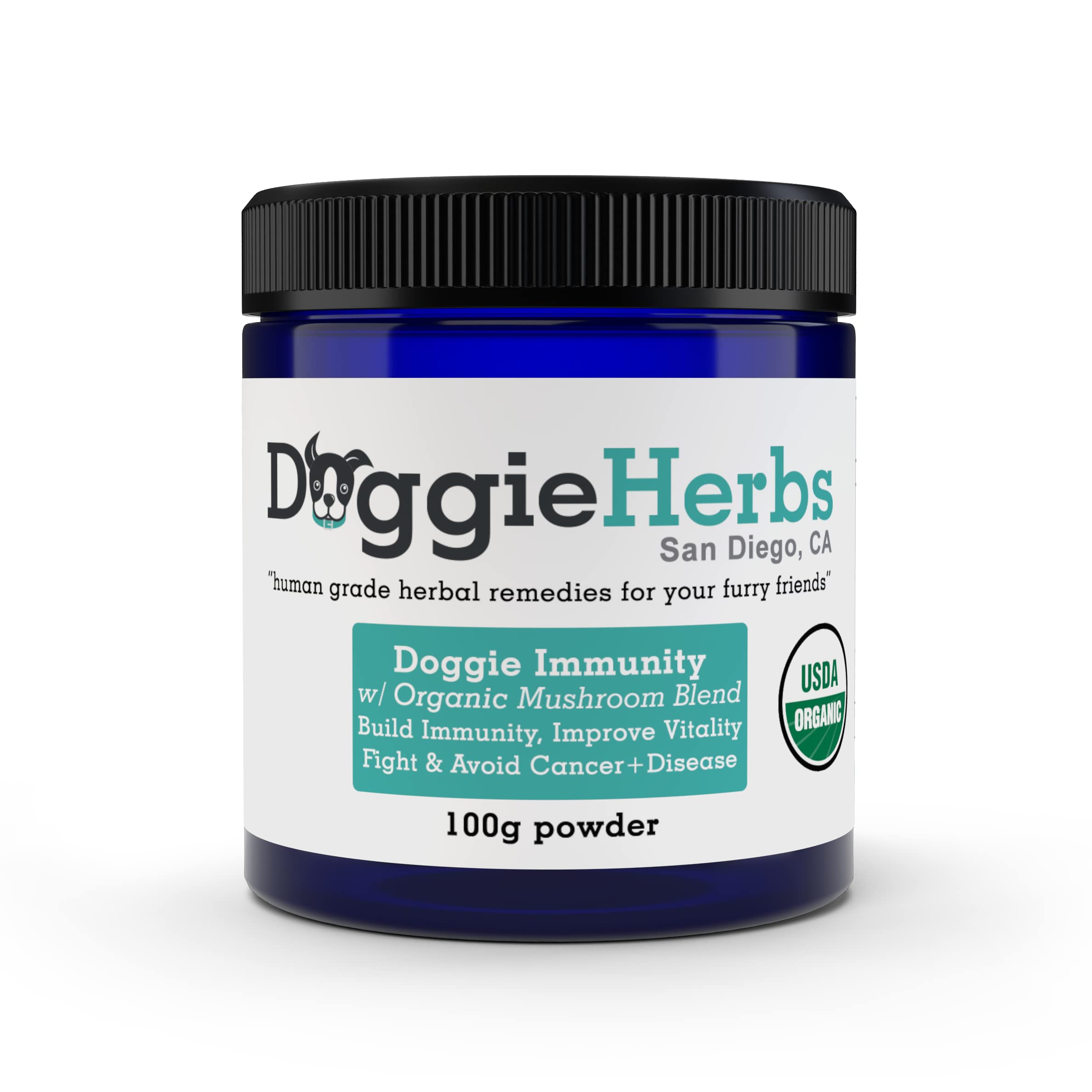 Doggie Herbs Immunity for Dogs Organic Mushrooms 22.3% Beta Glucan - Canine Health & Immunity Boost Dog Supplements - Herbal Pow