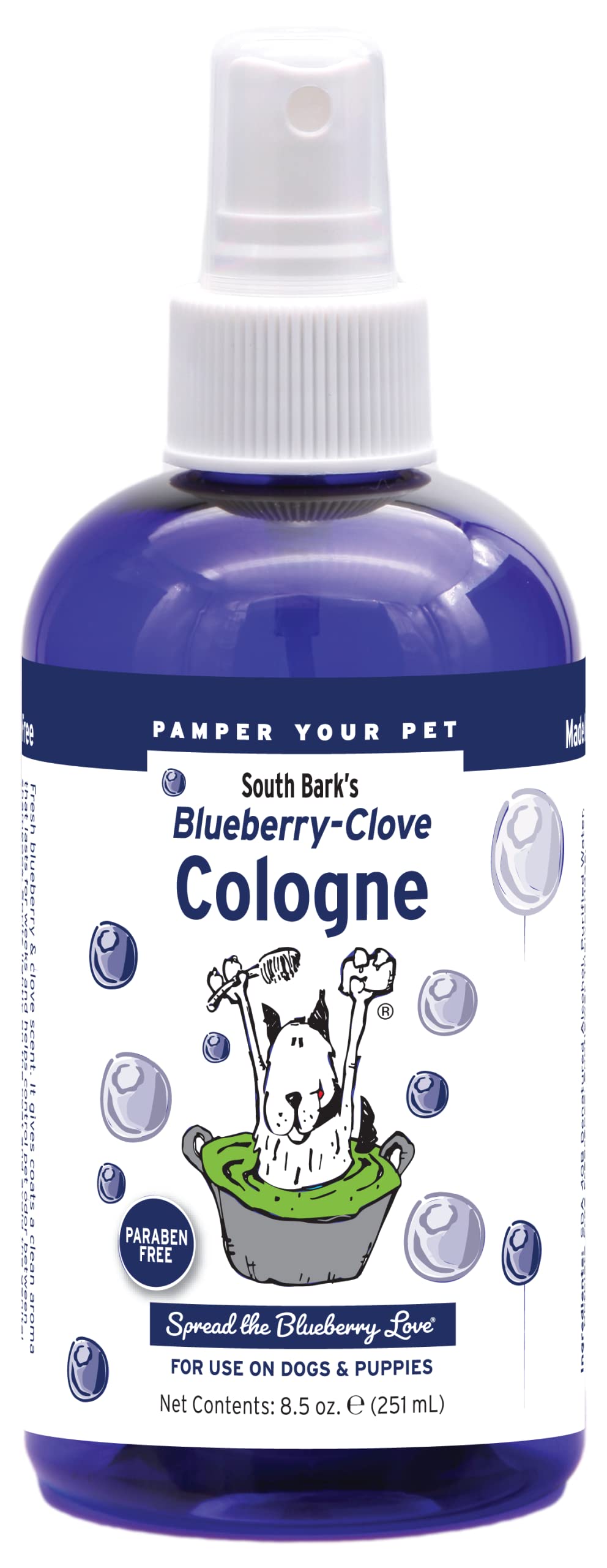 Showseason South Bark'S Blueberry Clove Dog Cologne 8.5 Oz | Dog Perfume Long Lasting | Deodorizing Spray