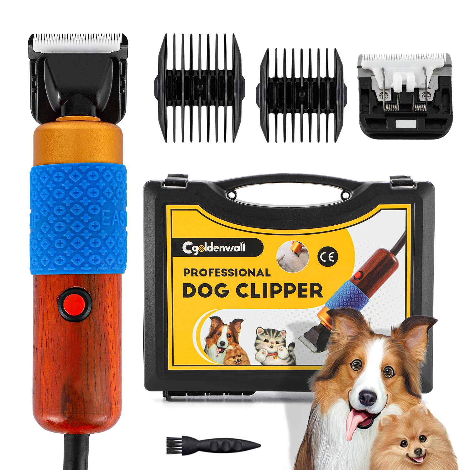 Cgoldenwall Dog Hair Clipper For Grooming 200W Pet Clipper Kit With Spare Blade, Low Noise&Vibration, Animal Grooming Trimmer Fo