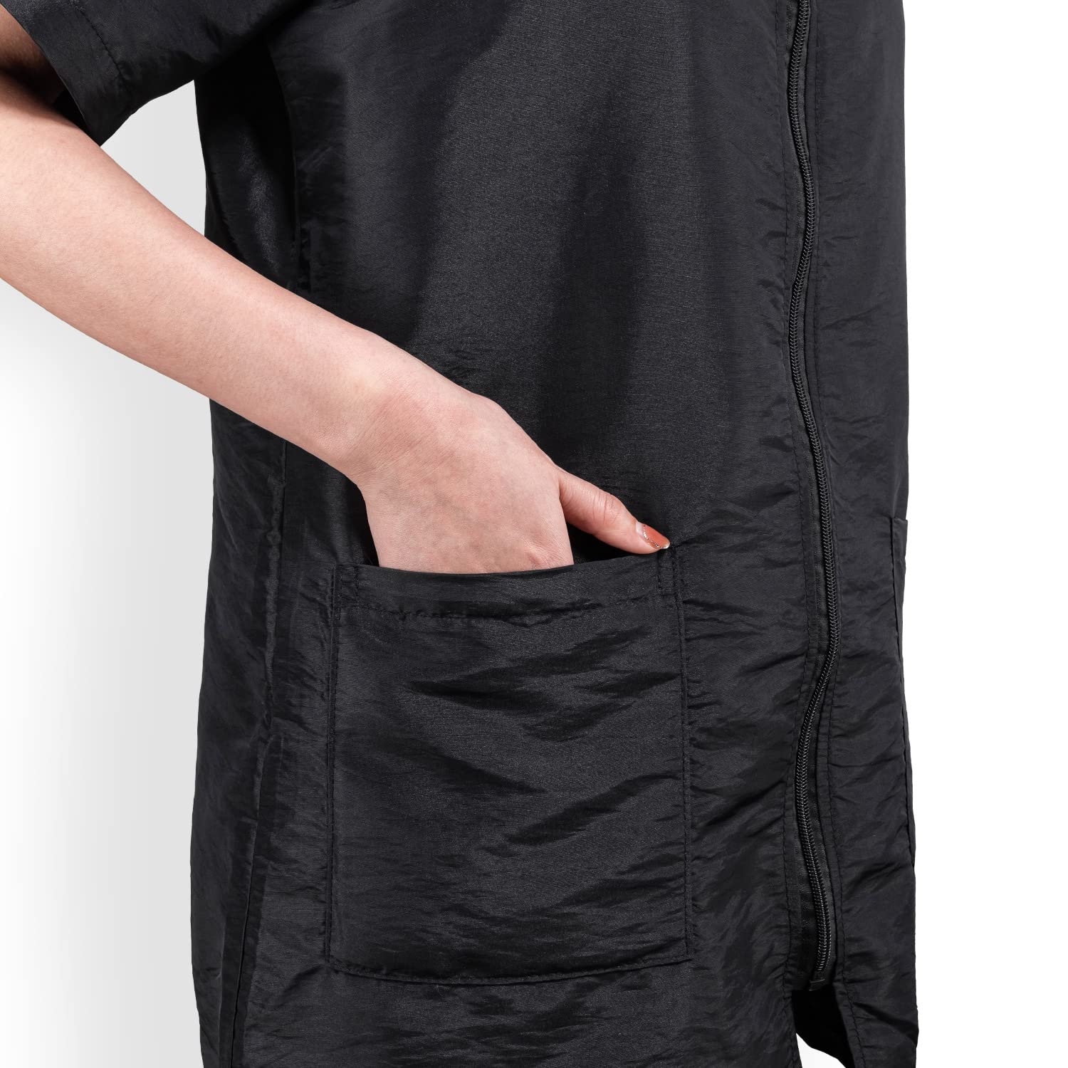 Noverlife Black Pet Grooming Workwear With Full Zipper, M Size, Anti-Static Dog Bathing Work Clothes Hairdresser Uniform With Pockets, Lightweight Pet Groomer Jacket Cosmetologist Smock For Women Men