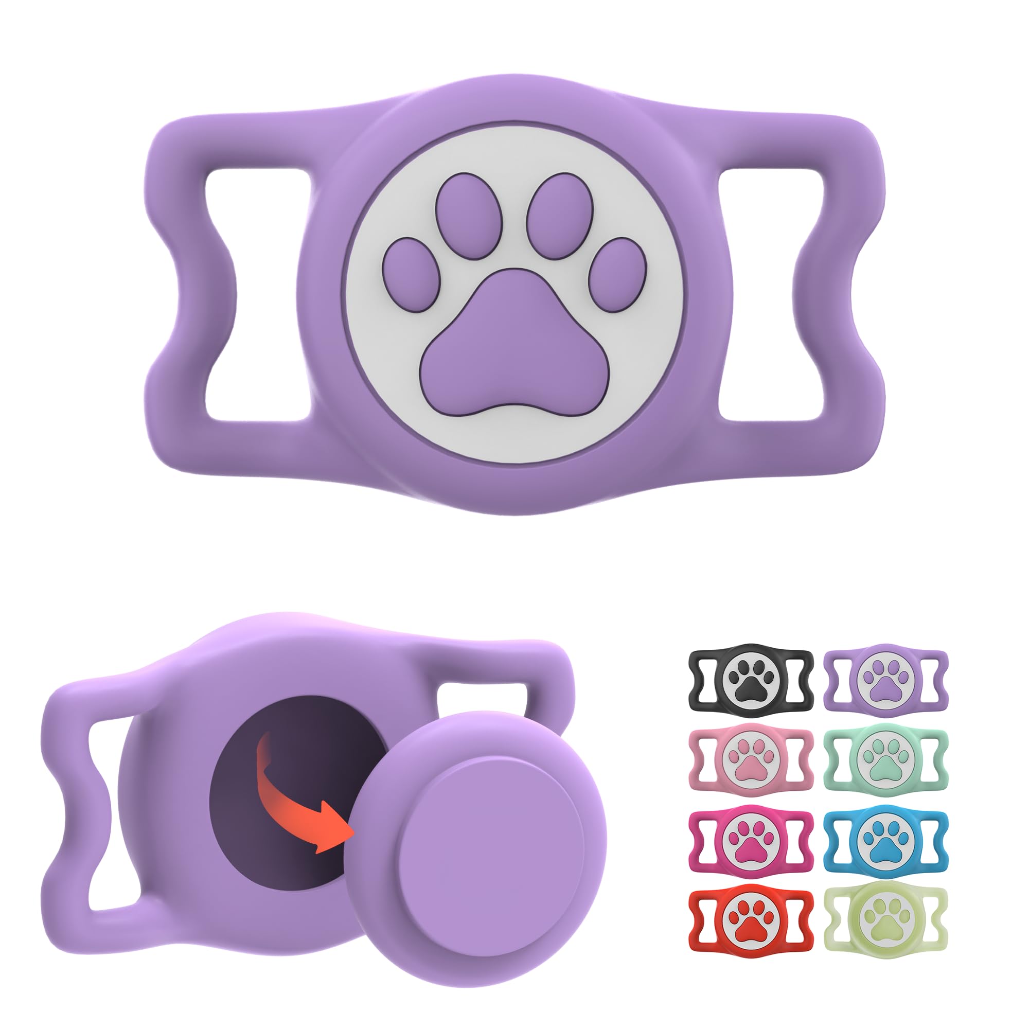Ilfindyou Waterproof Airtag Dog Collar Holder For Apple Air Tag, Silicone Dog Airtag Holder For Dogs & Cat Collars(Purple)
