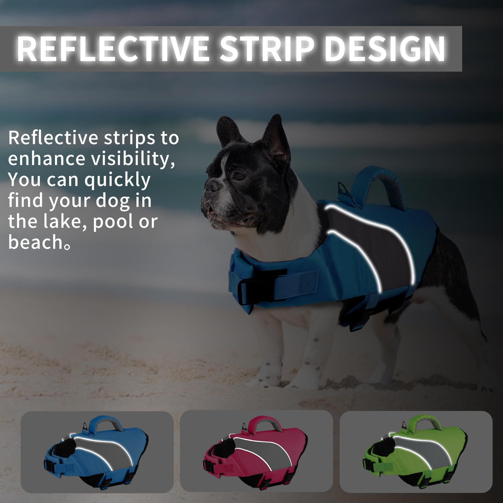 Doglay Dog Life Jacket, Swimming Safety Vest With Rescue Handles And Reflective Stripes, High Visibility Dog Life Vest For Boati