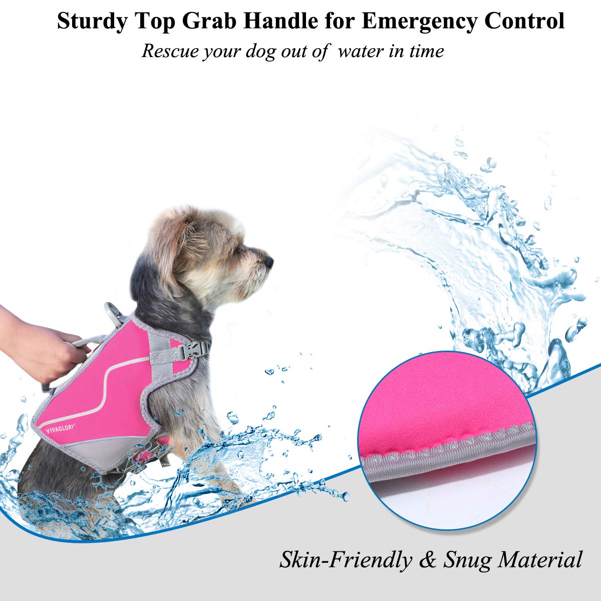 Vivaglory Neoprene Dog Life Jacket Dog Lifejacket For Boating Hunting & Swimming, Lightweight With Leash Ring, S, Pink